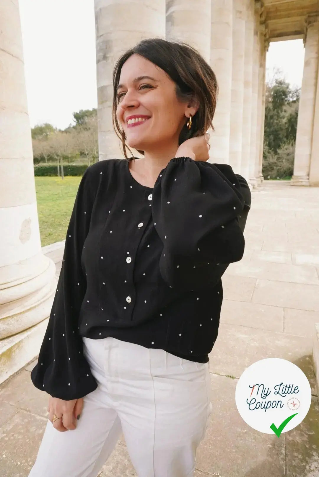 CRÊPE MAROCAIN VISCOSE IMPRIMÉ FLOCONS DE PETITS POIS - My Little Coupon - tissu - coudre