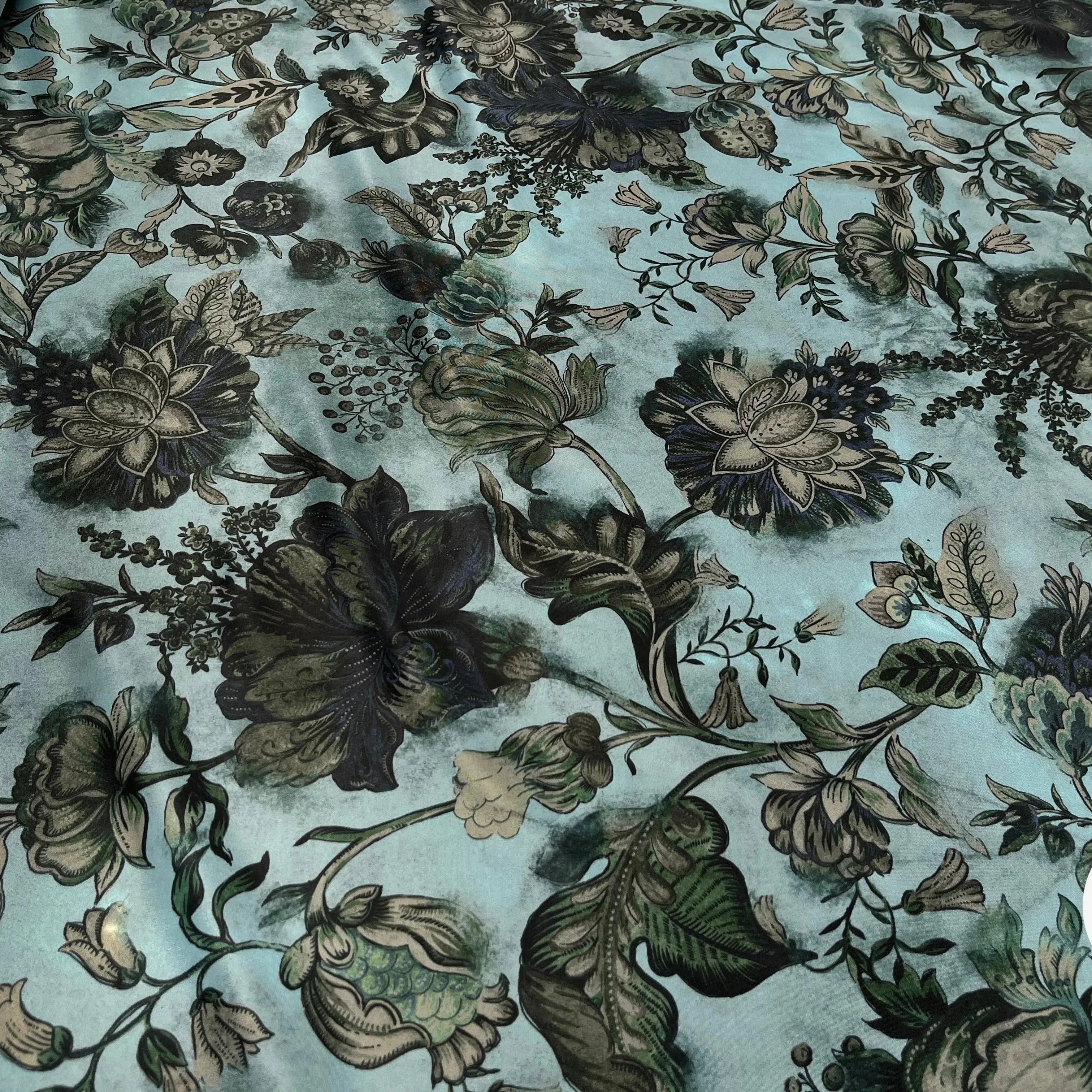 CRÊPE SATINÉ POLYESTER BLEU&VERT - My Little Coupon