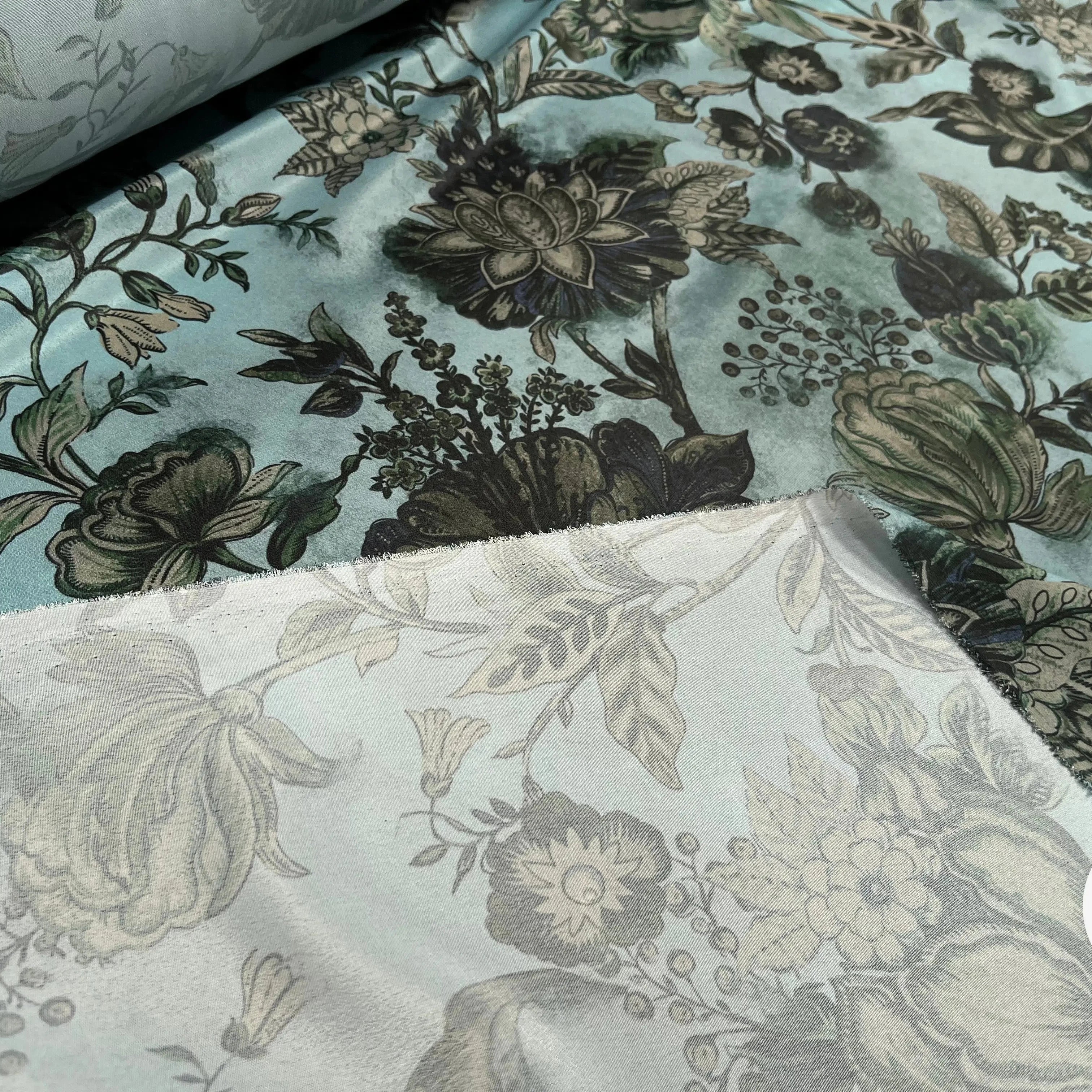 CRÊPE SATINÉ POLYESTER BLEU&VERT - My Little Coupon