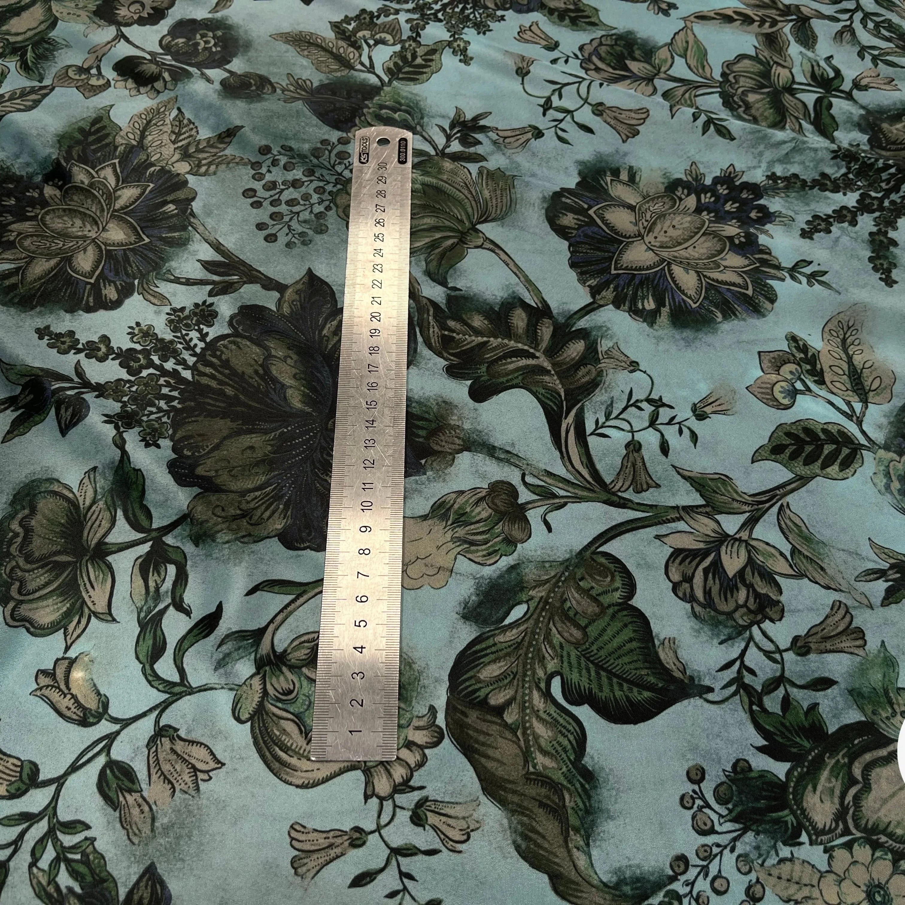 CRÊPE SATINÉ POLYESTER BLEU&VERT - My Little Coupon