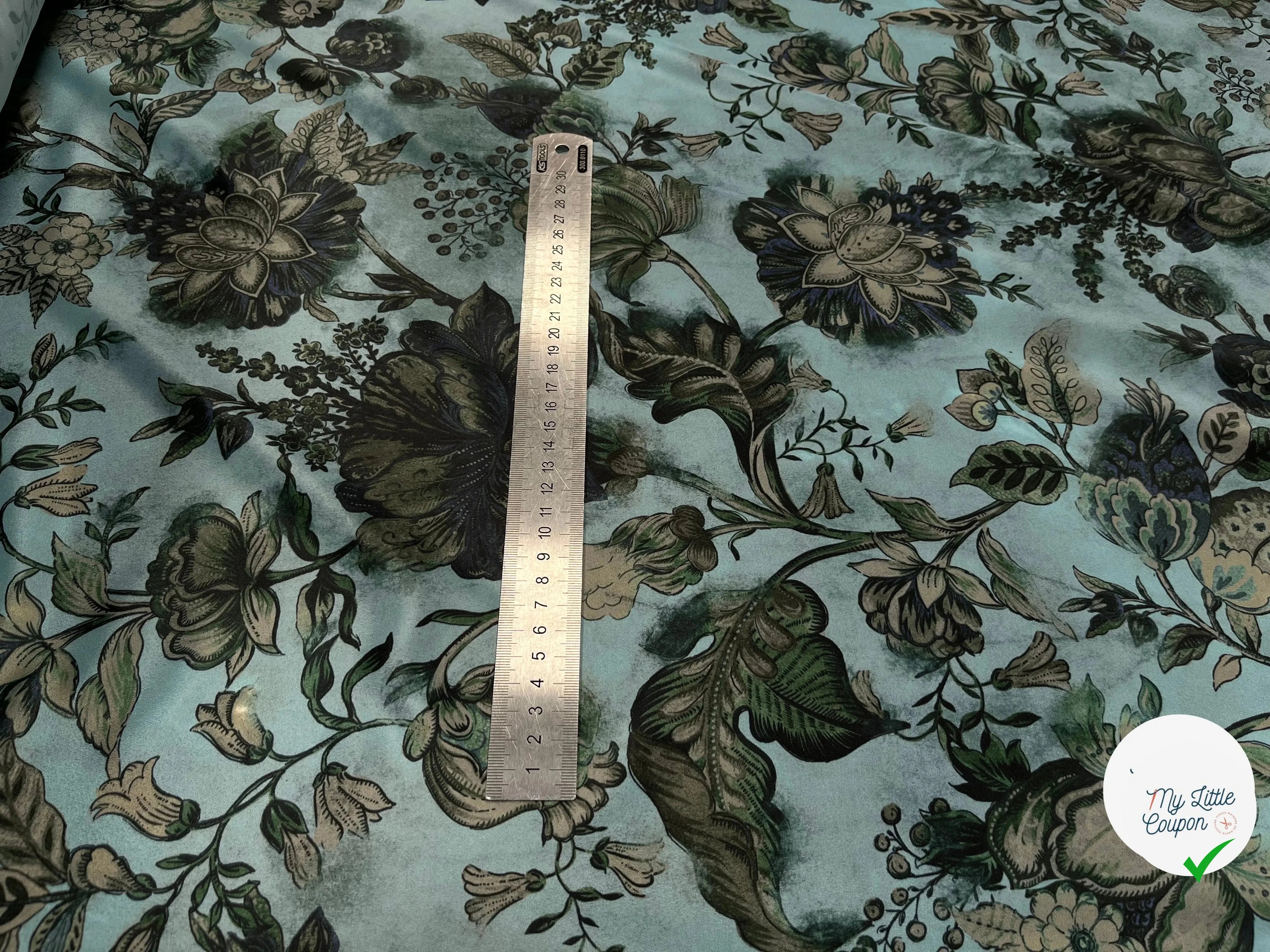 CRÊPE SATINÉ POLYESTER BLEU&VERT - My Little Coupon