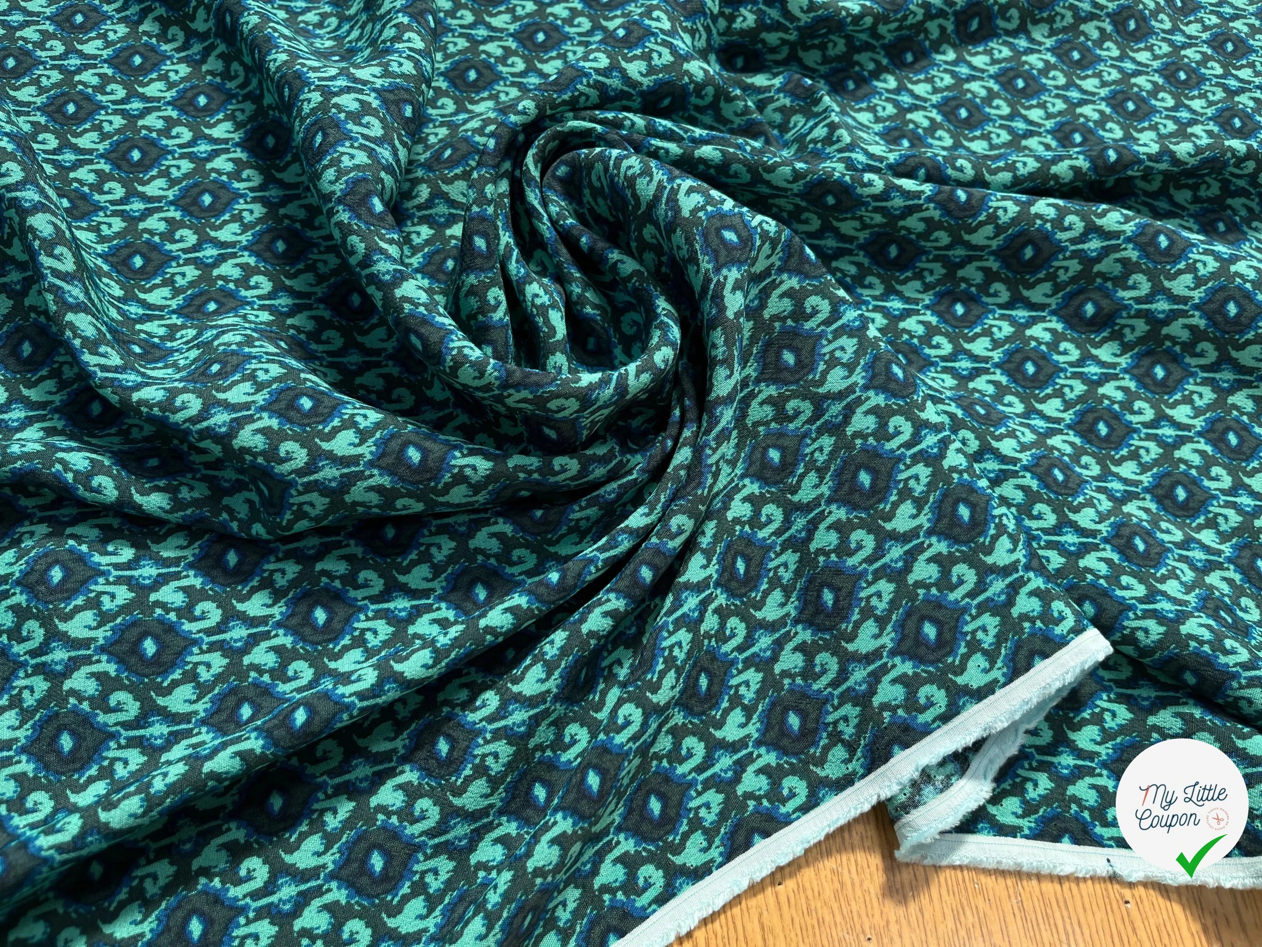CRÊPE VISCOSE BAROQUE BLEU&VERT - My Little Coupon