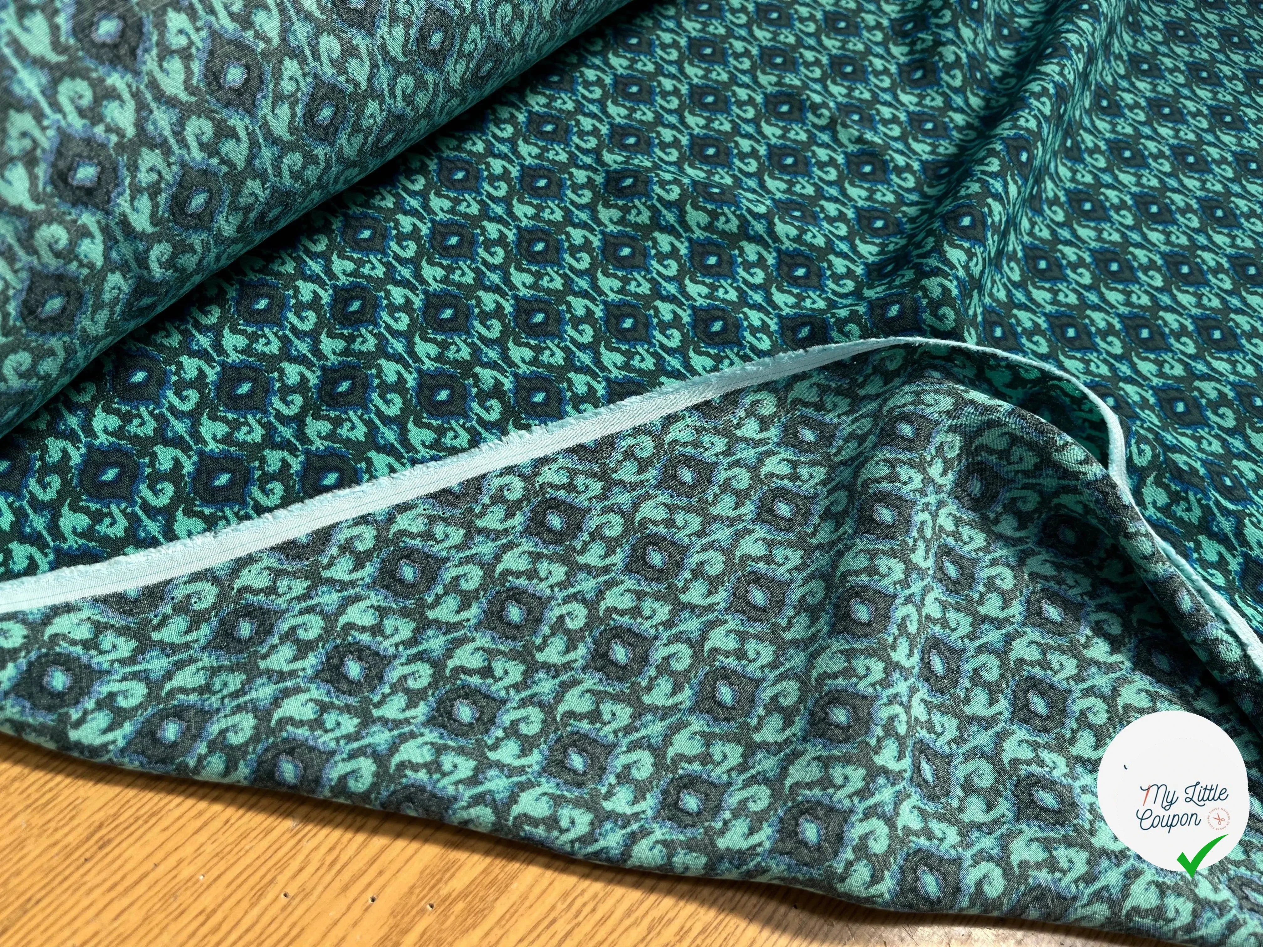 CRÊPE VISCOSE BAROQUE BLEU&VERT - My Little Coupon