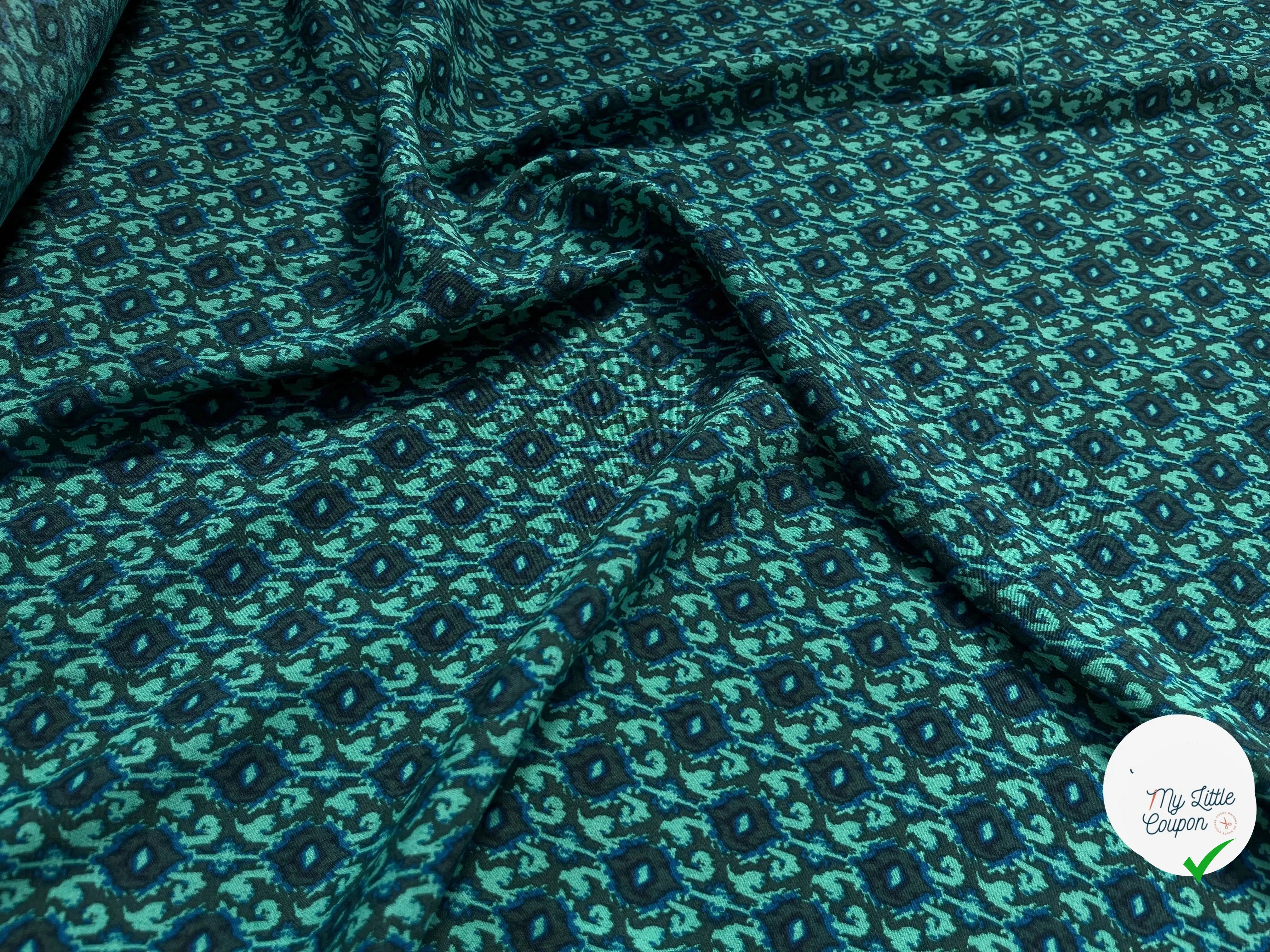 CRÊPE VISCOSE BAROQUE BLEU&VERT - My Little Coupon