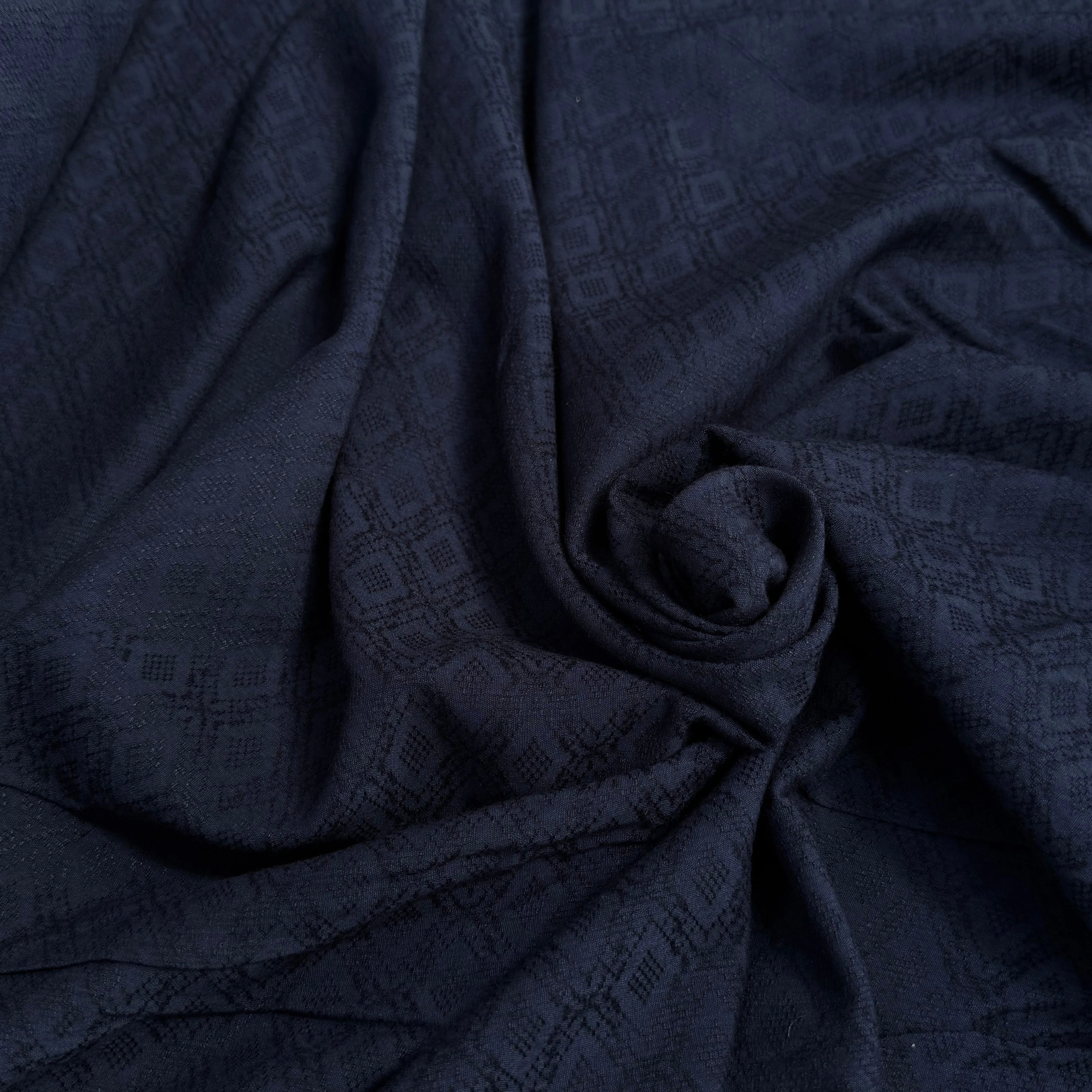 (Chute) CRÊPE VISCOSE LOURD JACQUARD NAVY - My Little Coupon