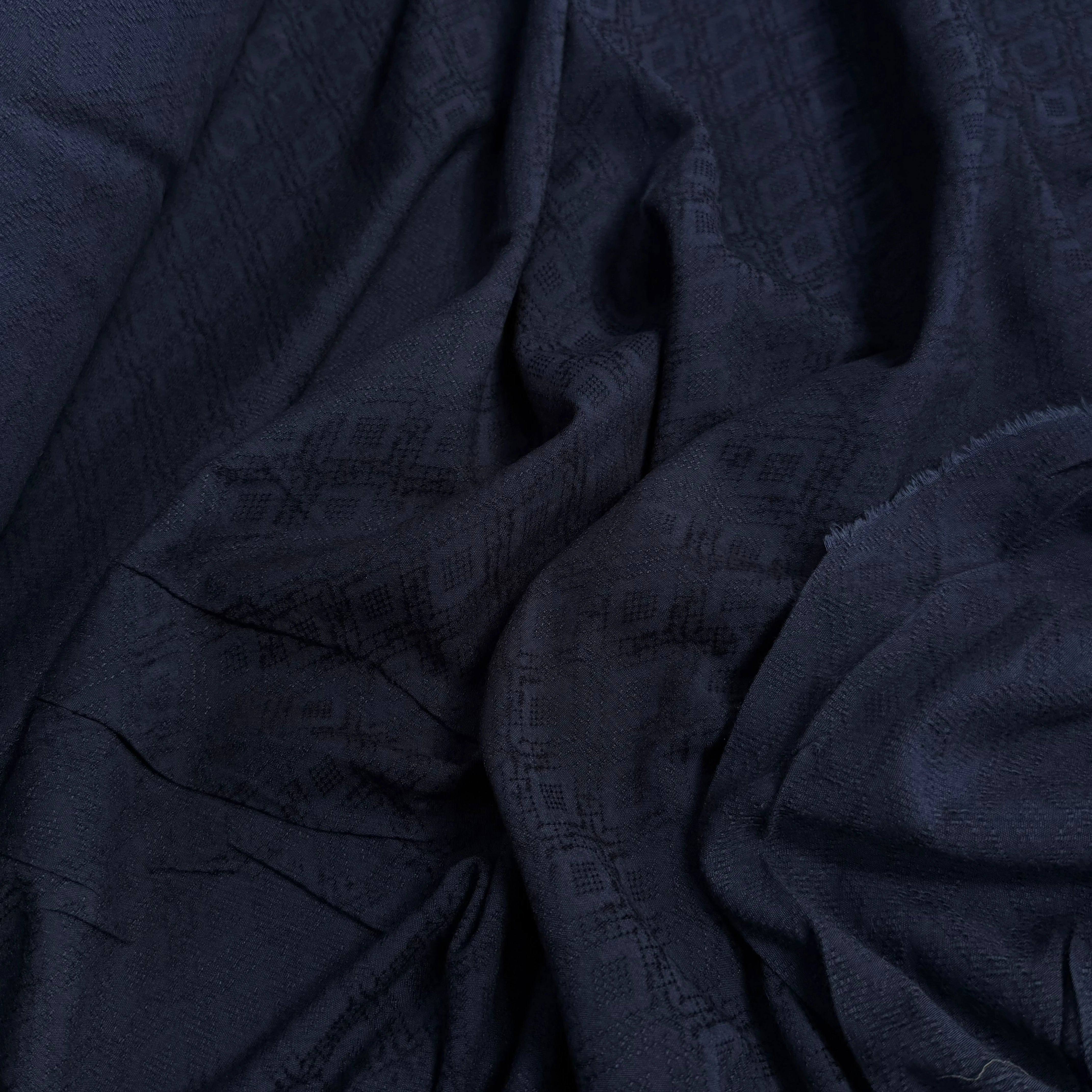 (Chute) CRÊPE VISCOSE LOURD JACQUARD NAVY - My Little Coupon