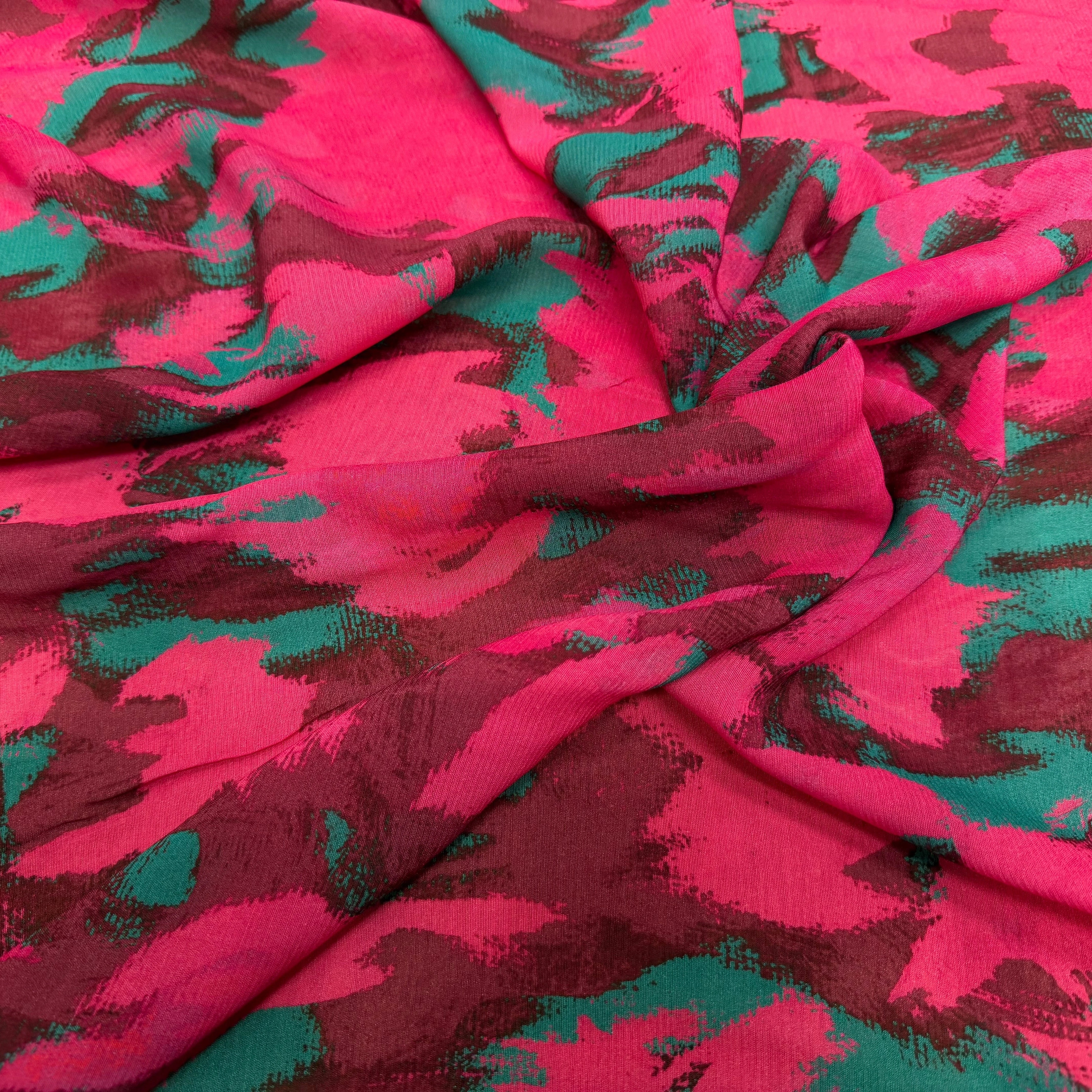 CREPE VISCOSE SOIE ROSE VERT SILK ERABLES - My Little Coupon