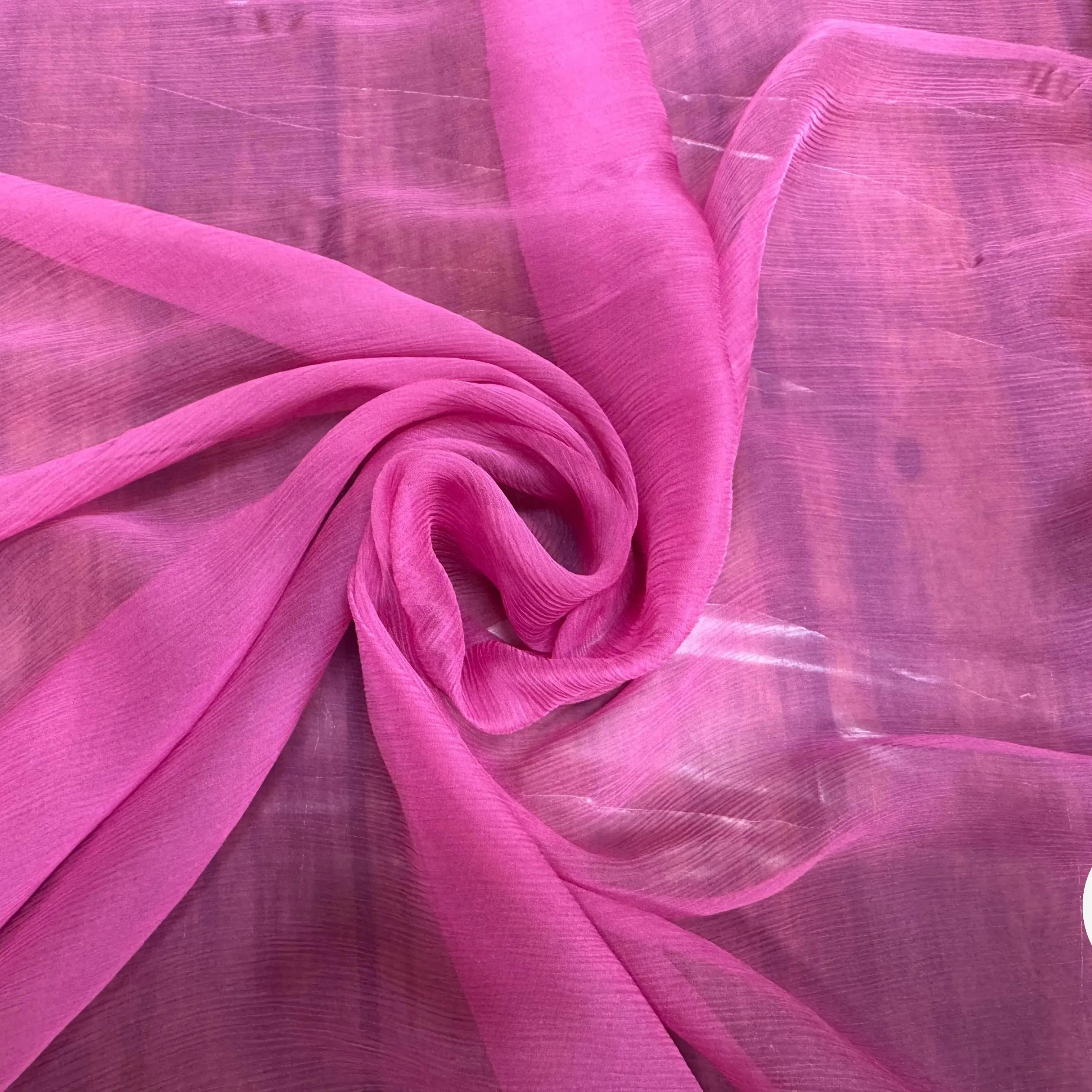 CREPON DE SOIE EFFET PLISSÉ ROSE UNI - My Little Coupon