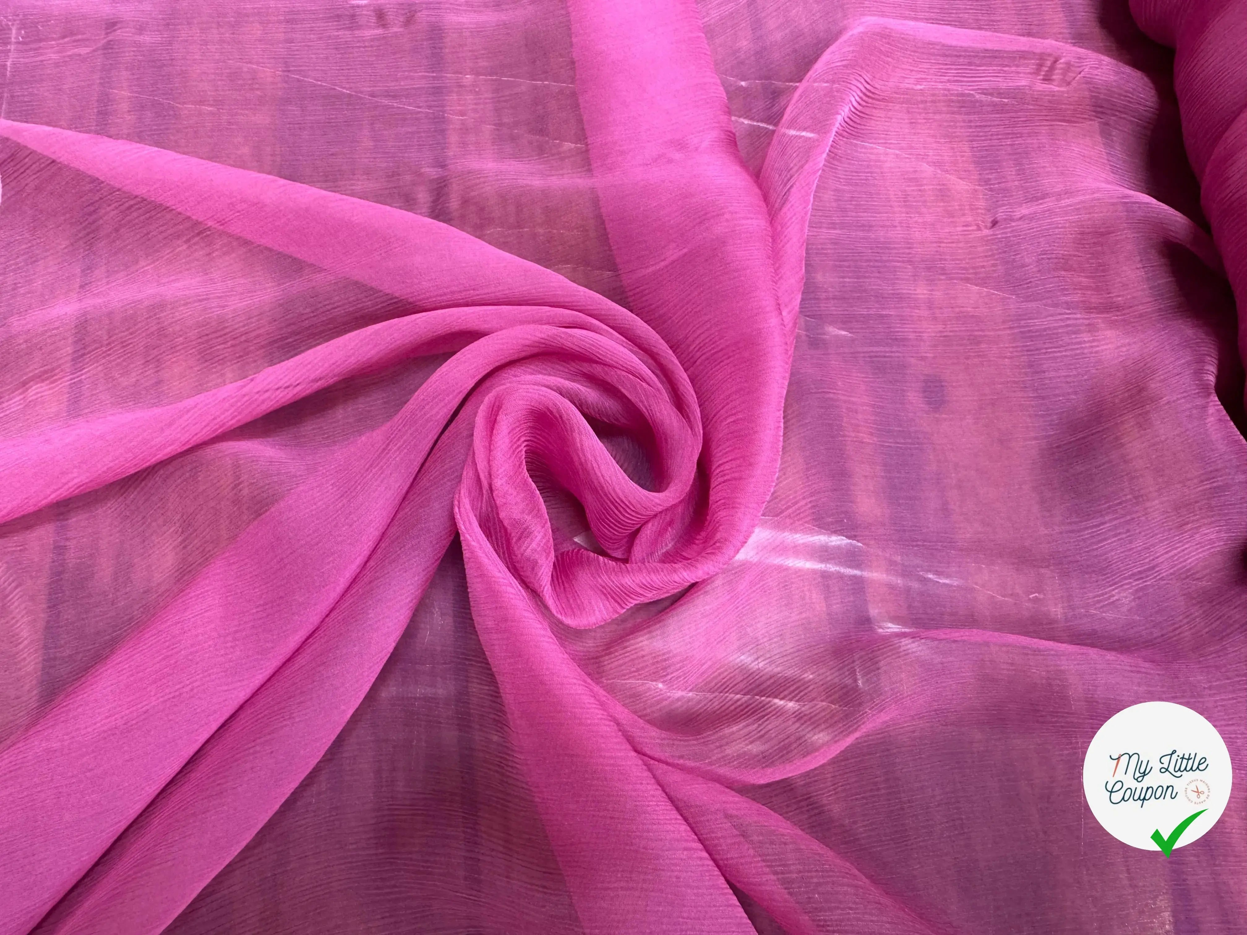 CREPON DE SOIE EFFET PLISSÉ ROSE UNI - My Little Coupon