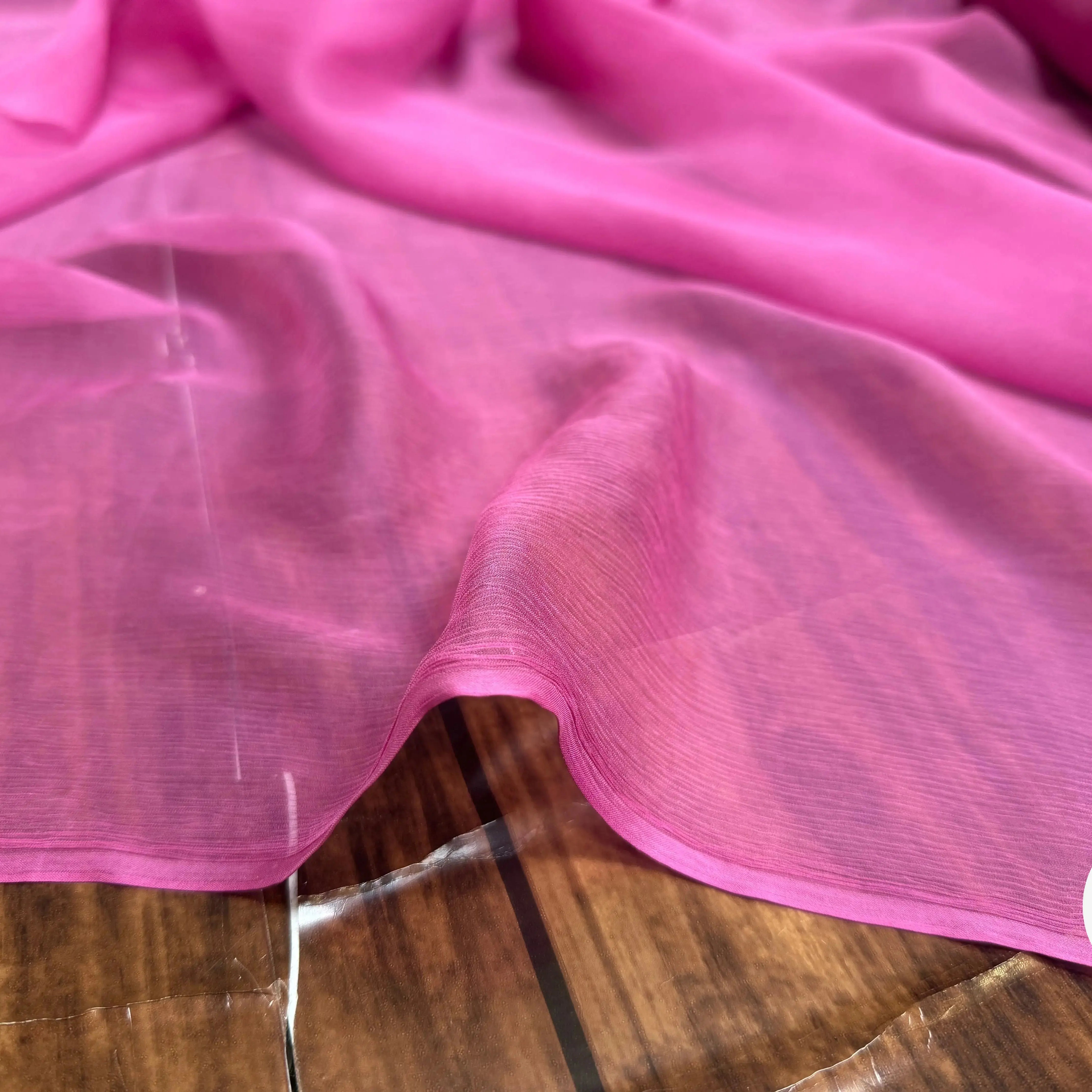 CREPON DE SOIE EFFET PLISSÉ ROSE UNI - My Little Coupon