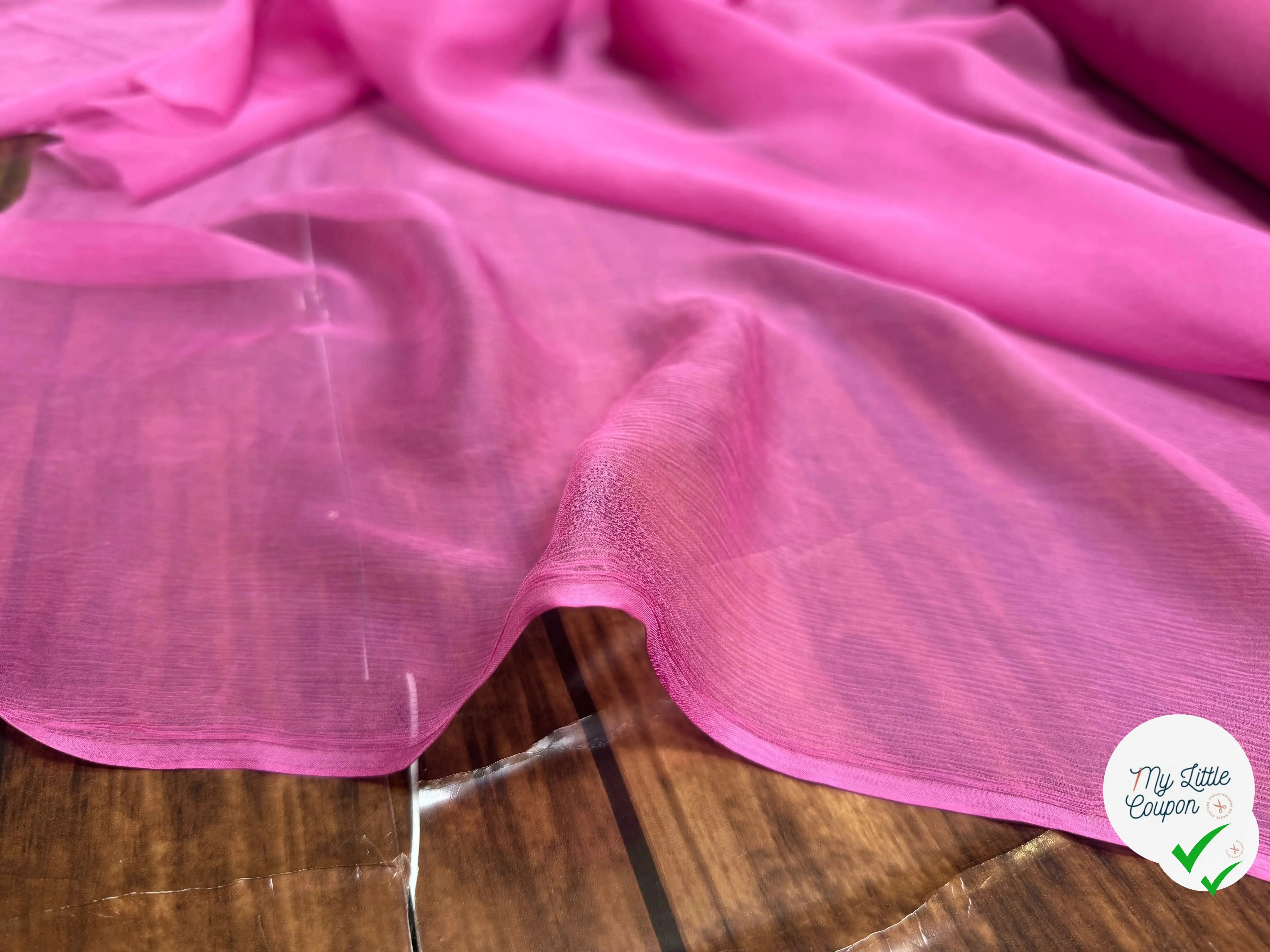 CREPON DE SOIE EFFET PLISSÉ ROSE UNI - My Little Coupon