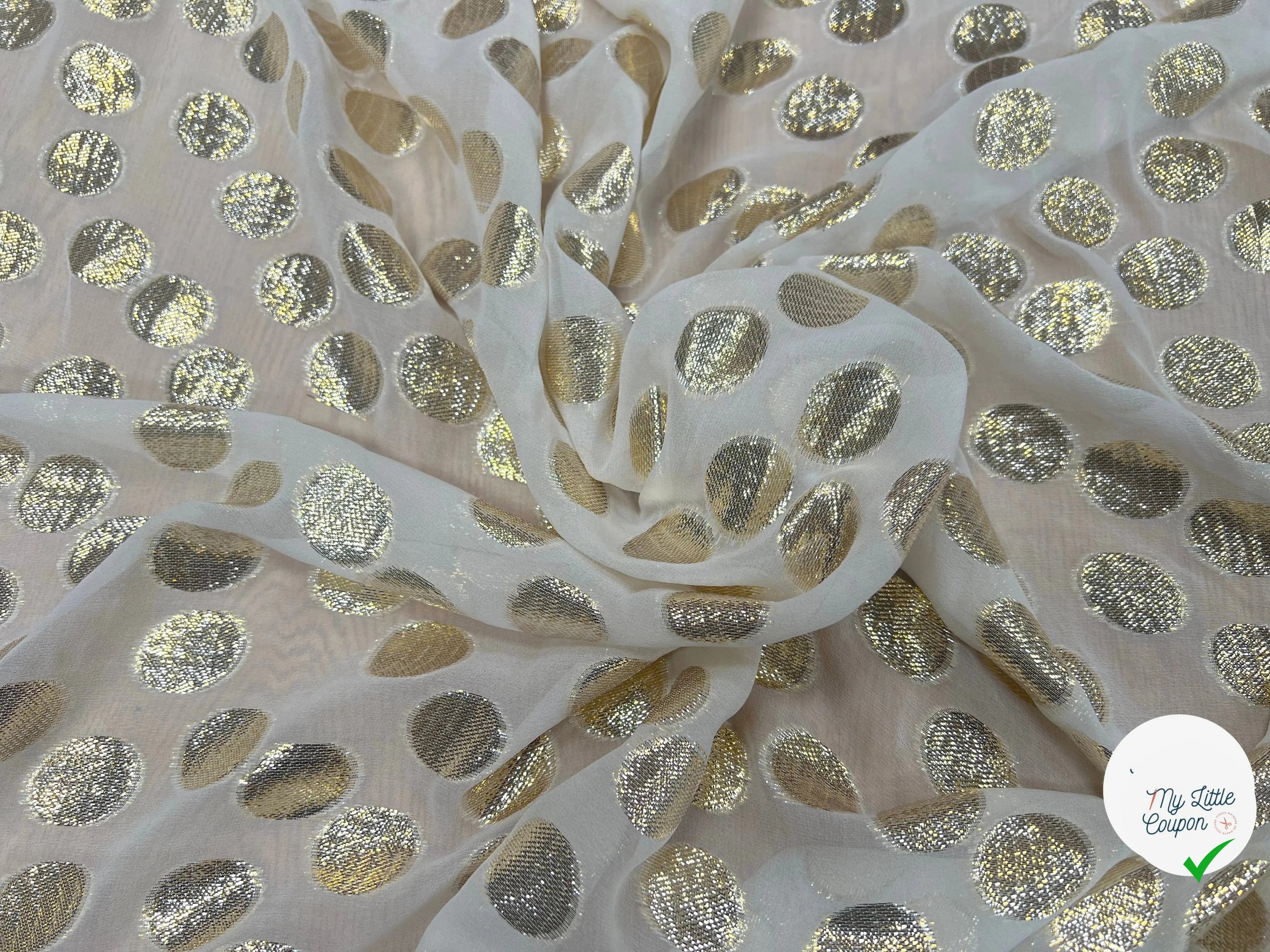 CREPON DE SOIE JACQARD LUREX POIS DORÉS - My Little Coupon