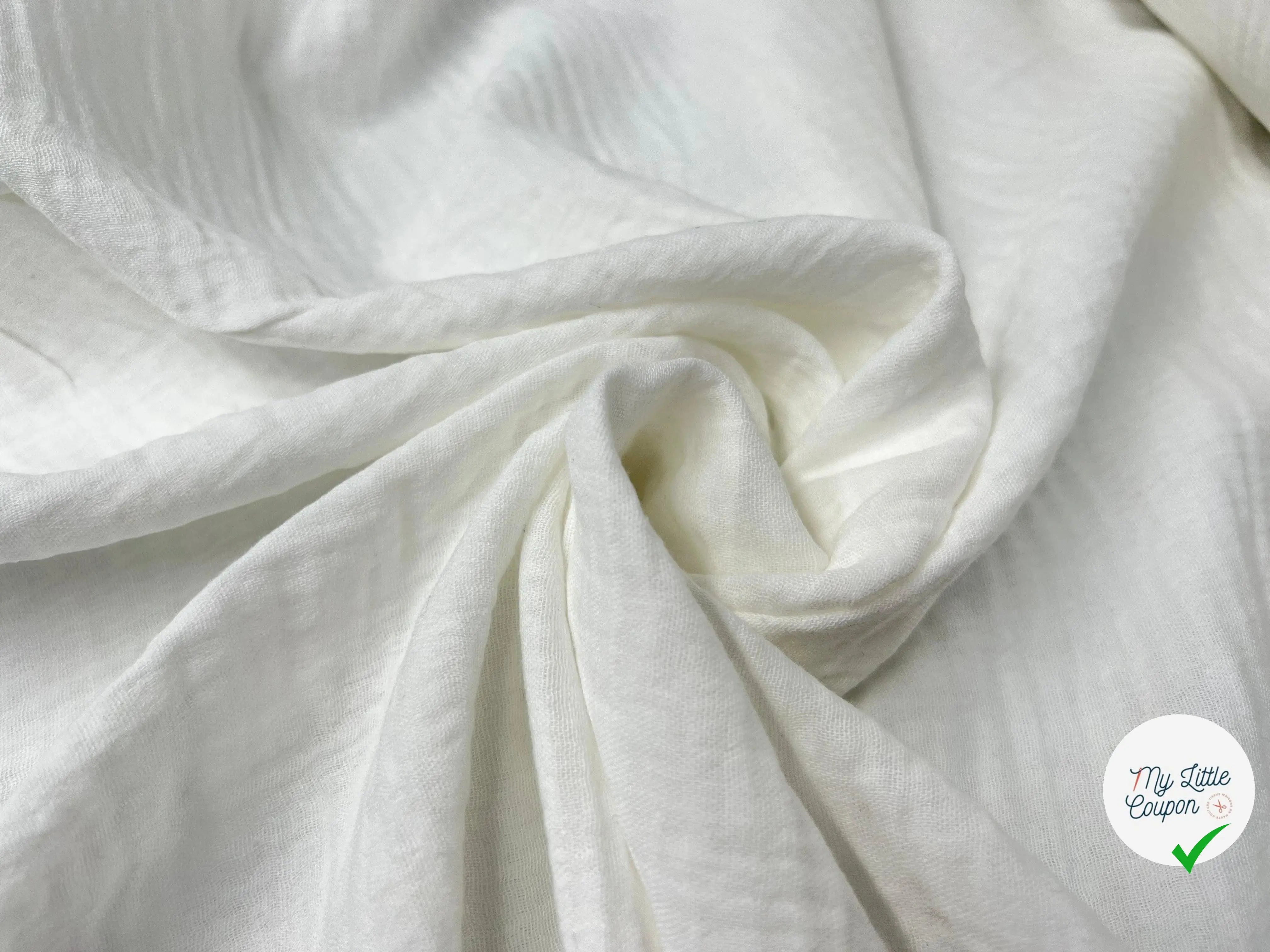 DOUBLE GAZE COTON BLANC OPTIQUE - My Little Coupon - tissu - coudre