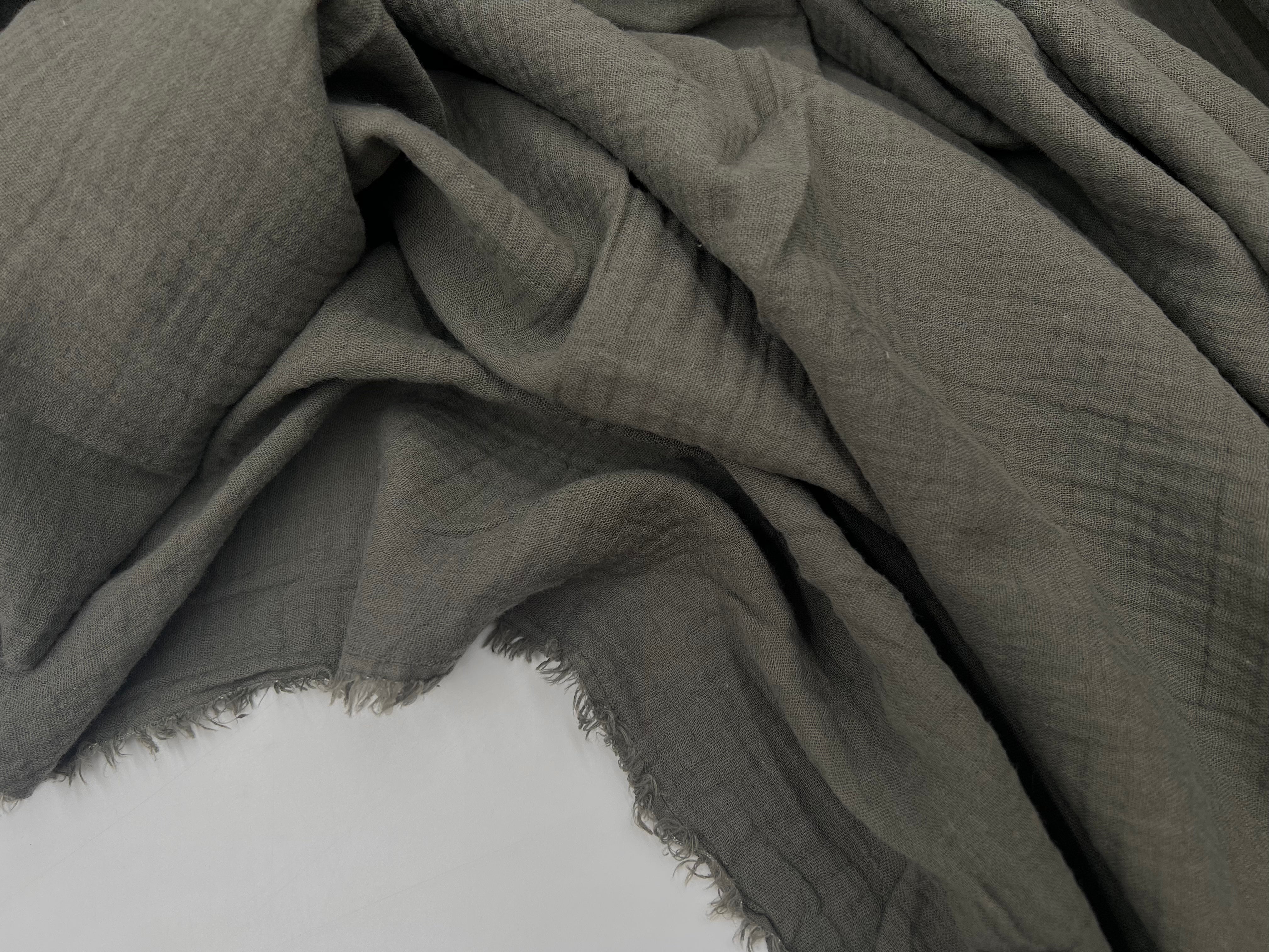 (Chute) DOUBLE GAZE DE COTON KAKI GRIS - My Little Coupon