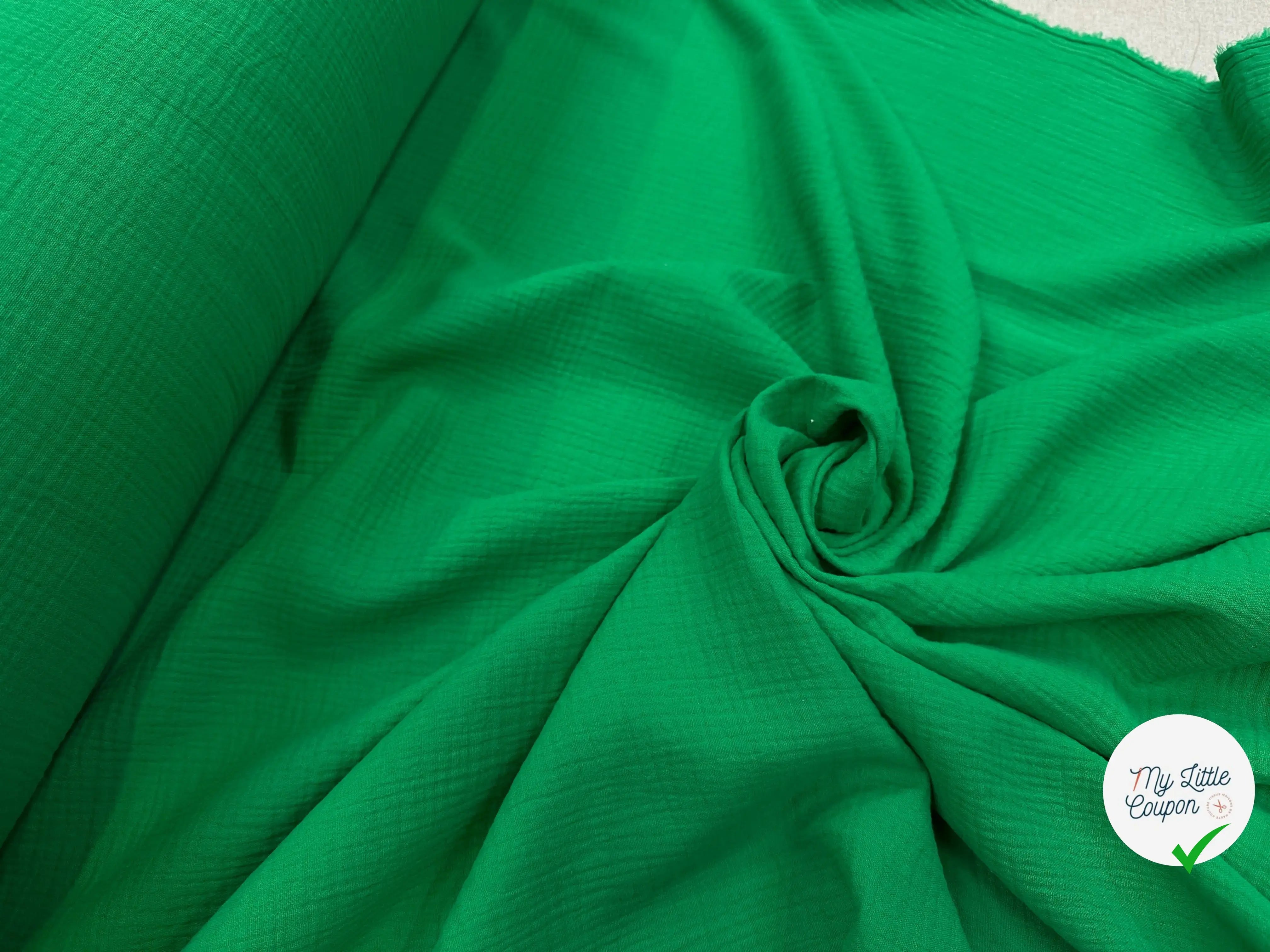 DOUBLE GAZE DE COTON VERT GAZON UNIE MLC INTERN