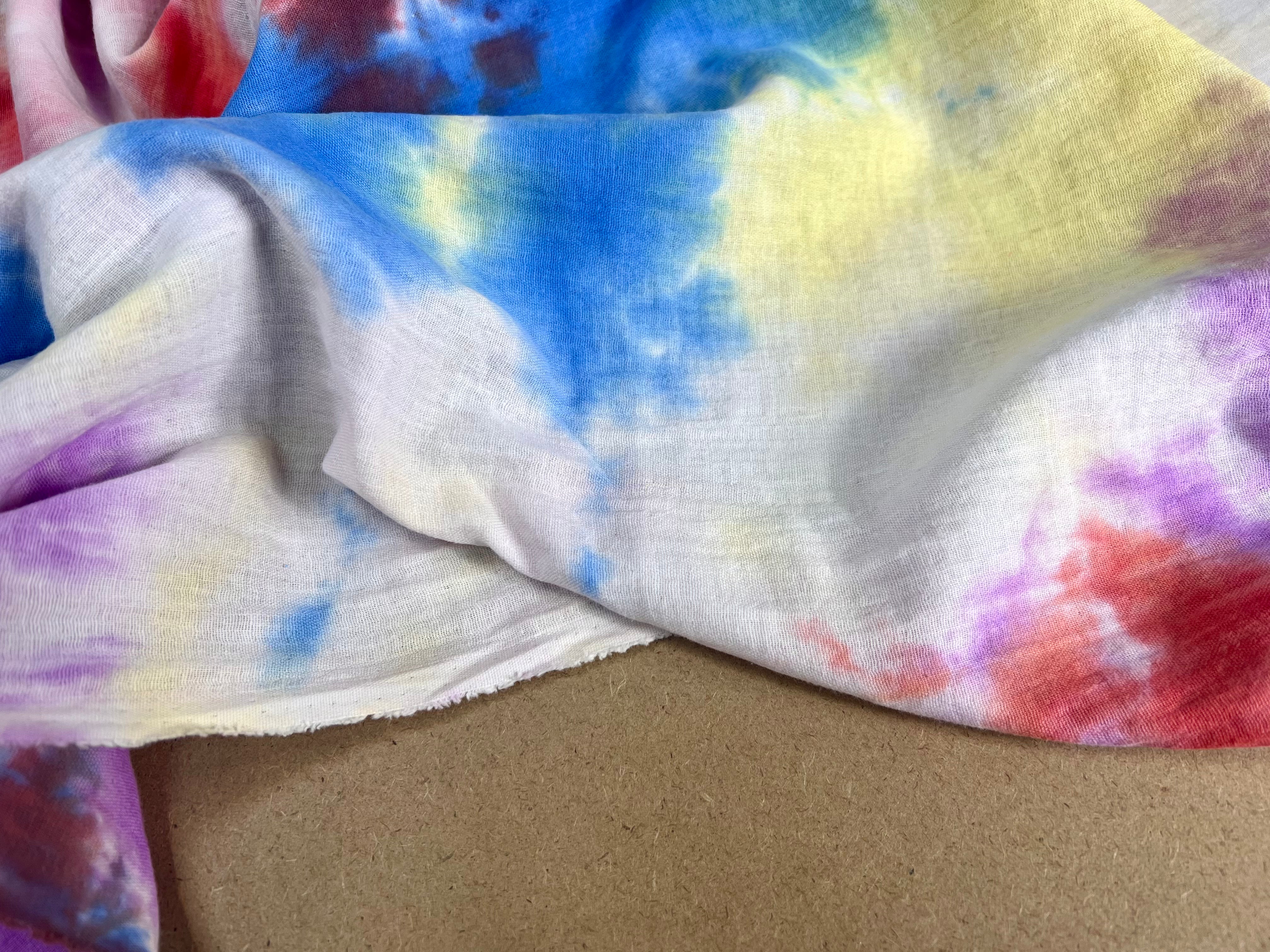 DOUBLE GAZE IMPRIMÉE TYE AND DYE COTON ORGANIQUE CERTIFICATION GOTS - My Little Coupon