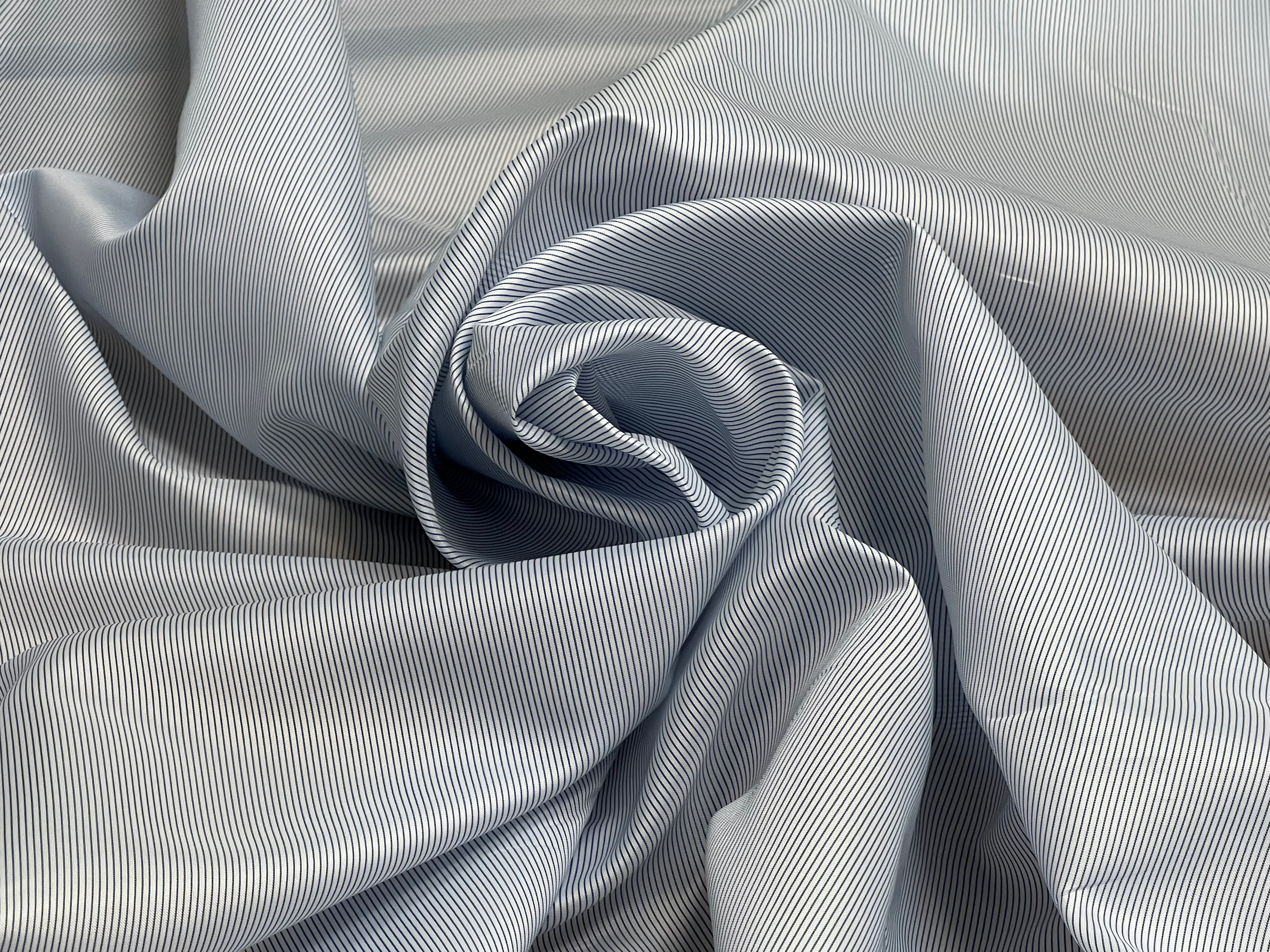 (Chute) DOUBLURE SATIN BLEU CIEL FINES RAYURES BLEU MOYEN - My Little Coupon