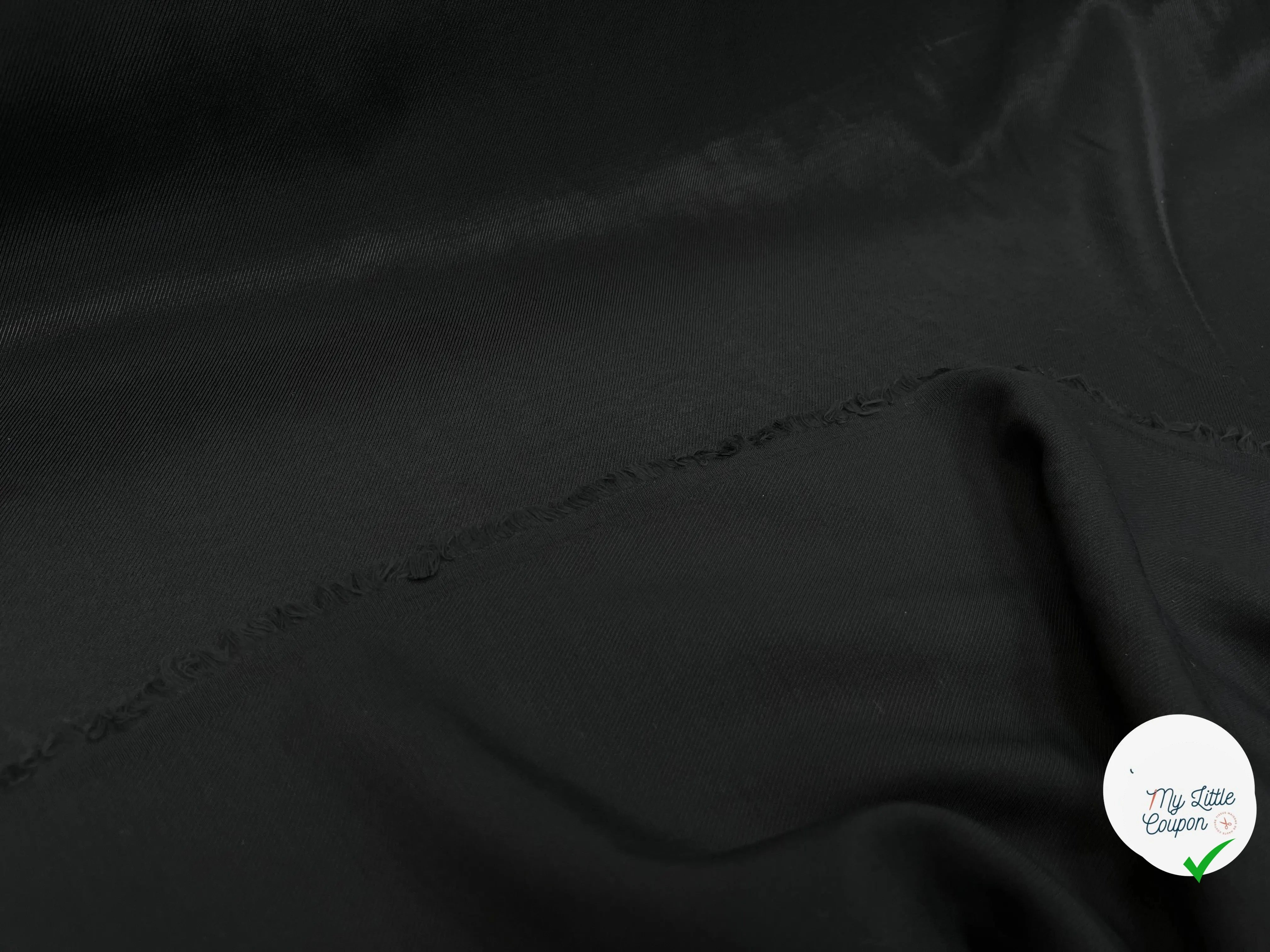 DOUBLURE VISCOSE SERGÉE UNI NOIR FINE RAYURE LISSE - My Little Coupon