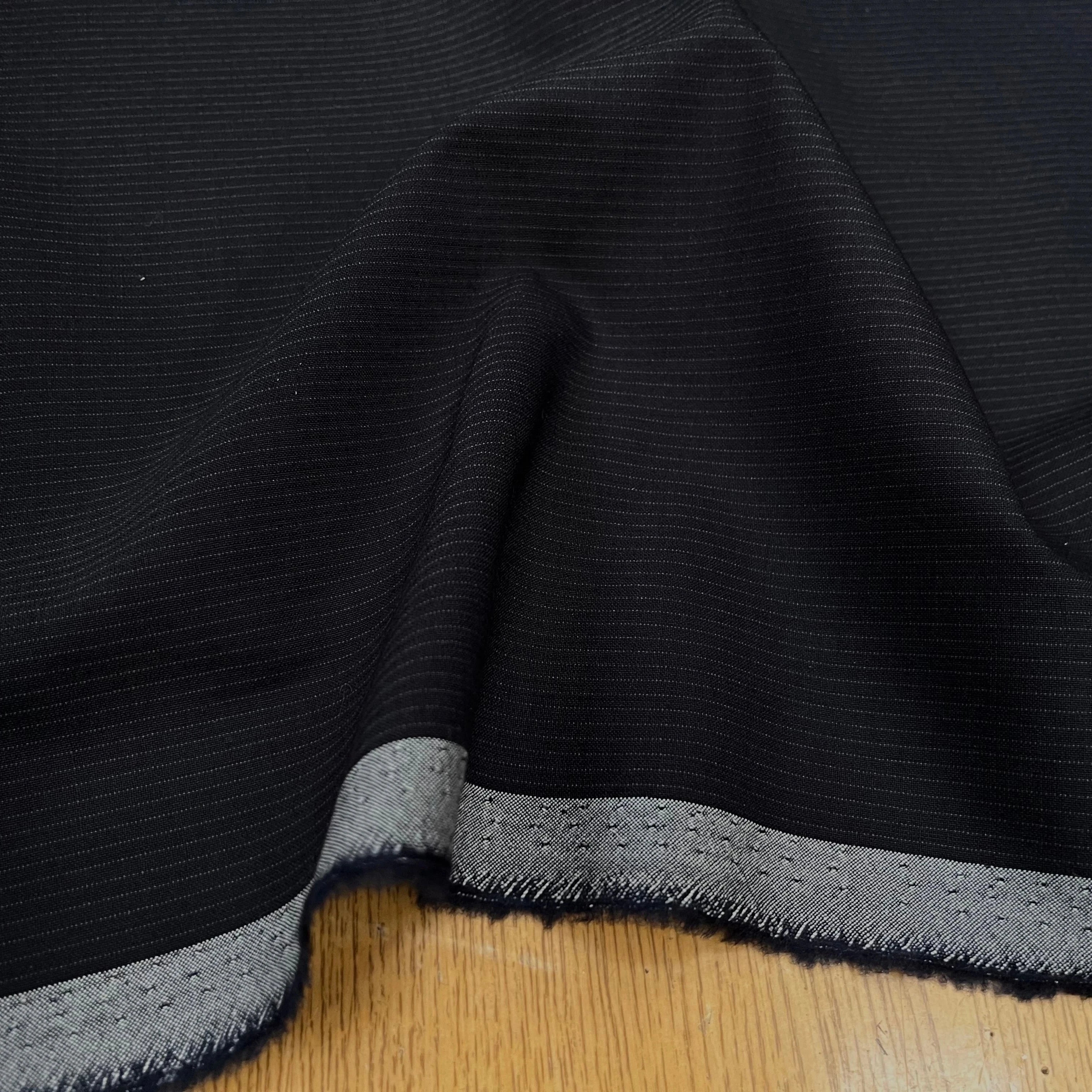 DRAPERIE DE LAINE BLEU NUIT FINES RAYURES - My Little Coupon