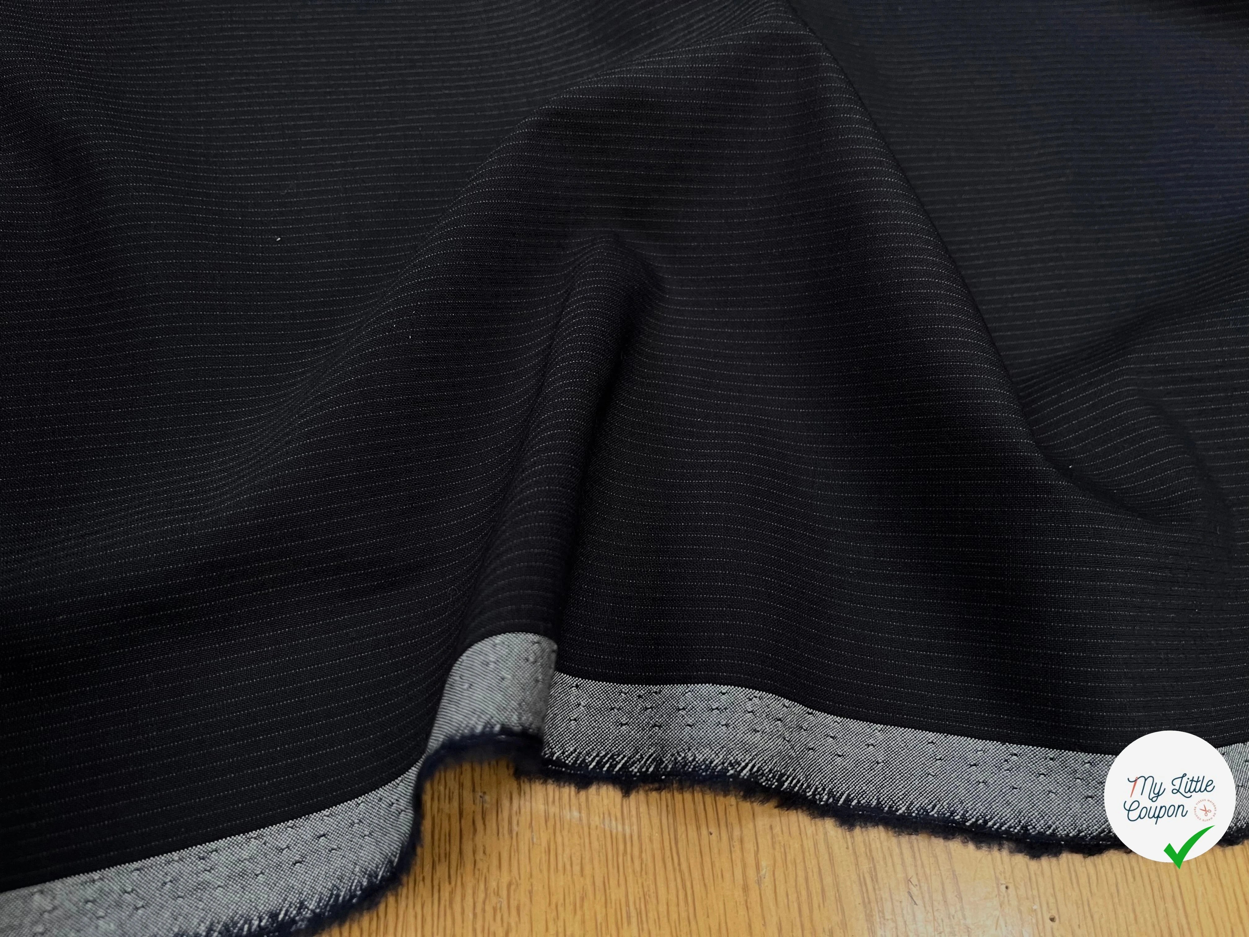 DRAPERIE DE LAINE BLEU NUIT FINES RAYURES - My Little Coupon