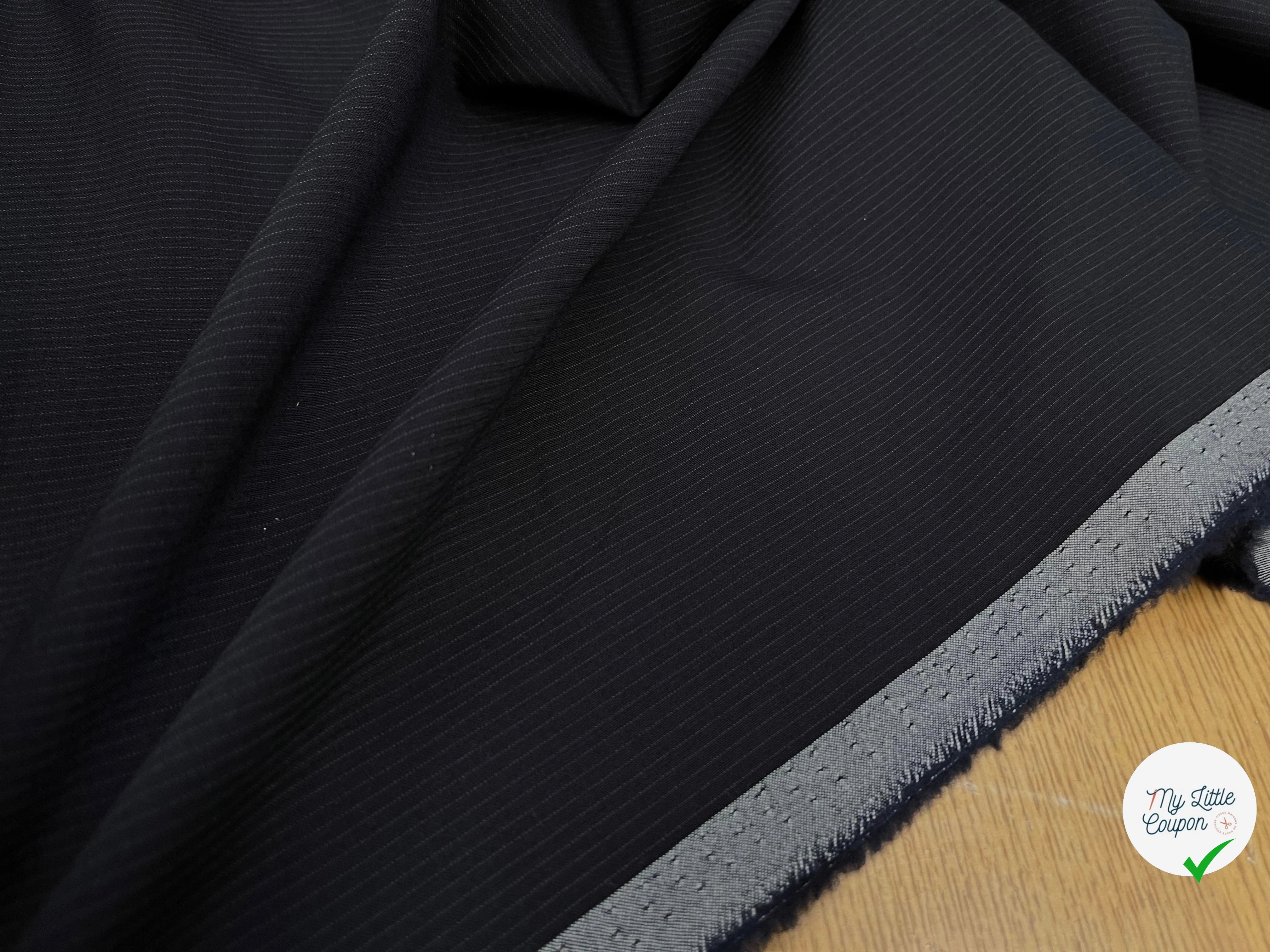 DRAPERIE DE LAINE BLEU NUIT FINES RAYURES - My Little Coupon