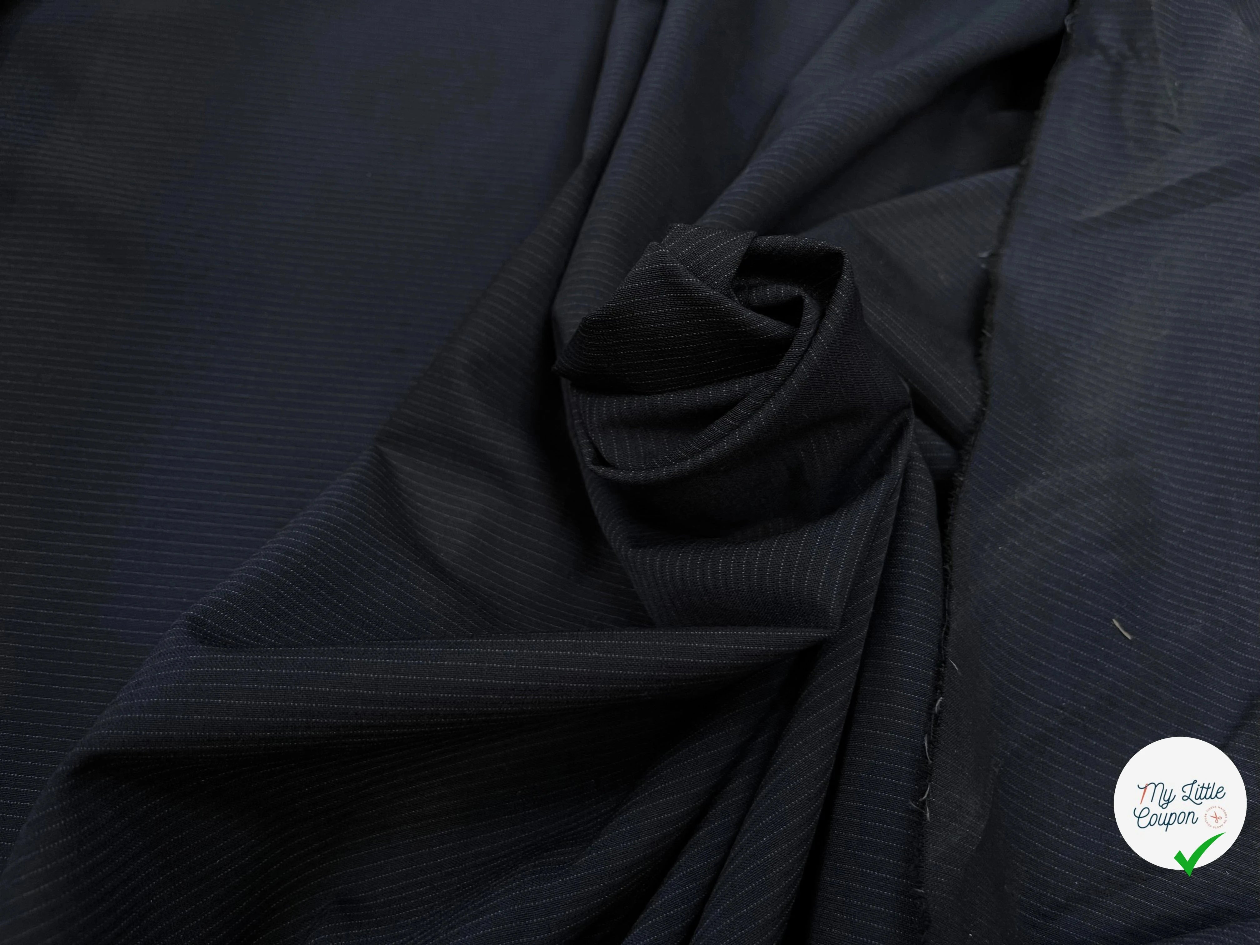 DRAPERIE DE LAINE BLEU NUIT FINES RAYURES - My Little Coupon