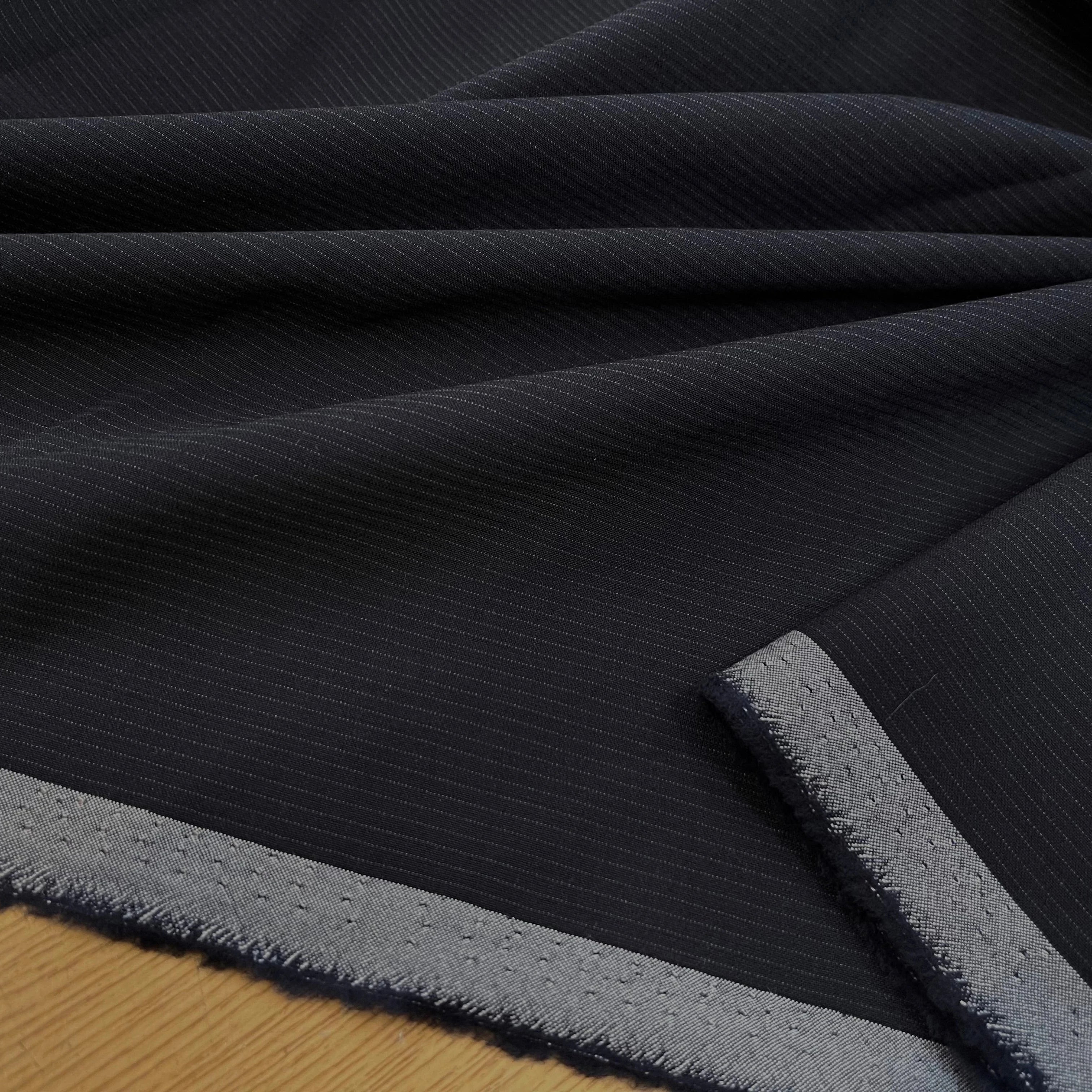 DRAPERIE DE LAINE BLEU NUIT FINES RAYURES - My Little Coupon