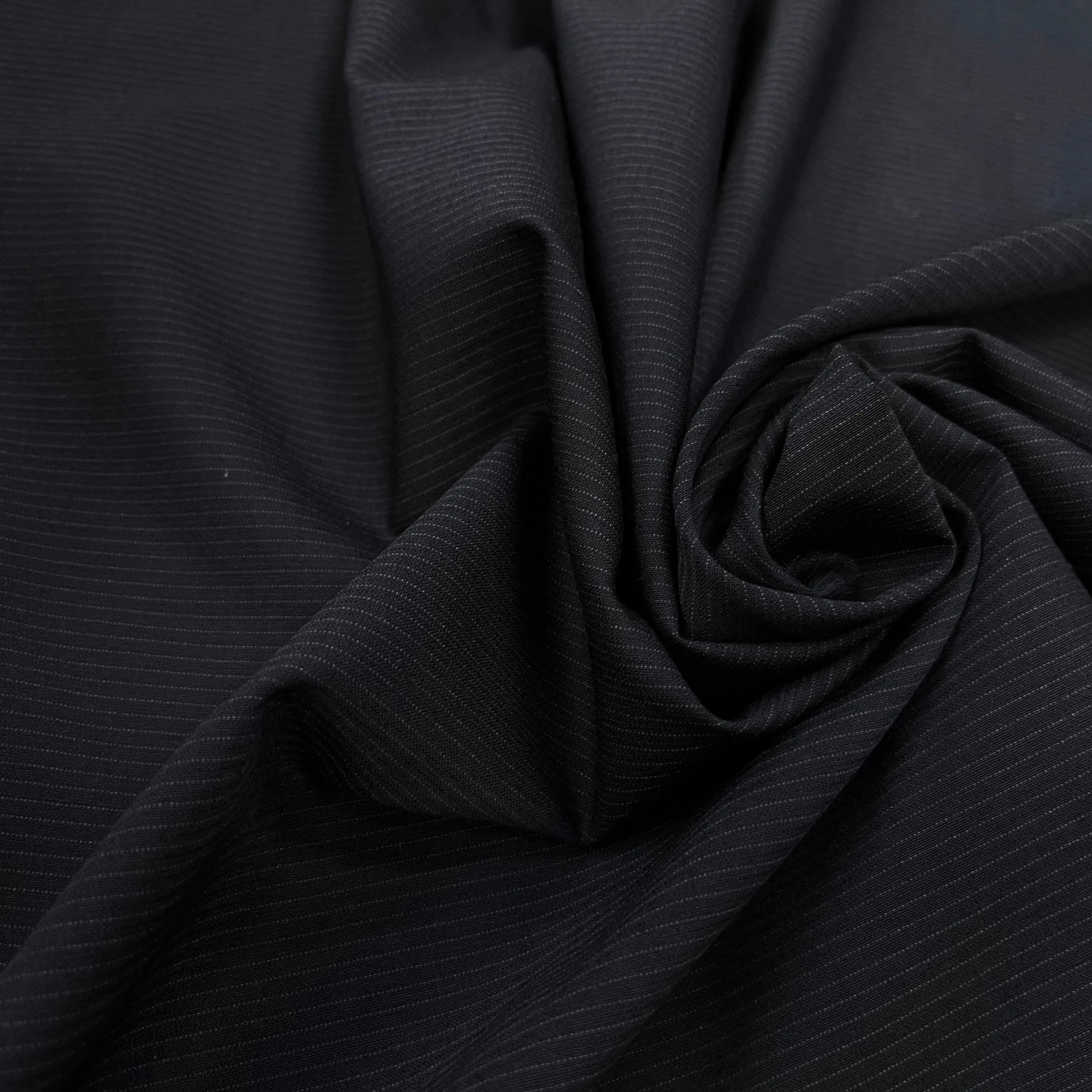 DRAPERIE DE LAINE BLEU NUIT FINES RAYURES - My Little Coupon