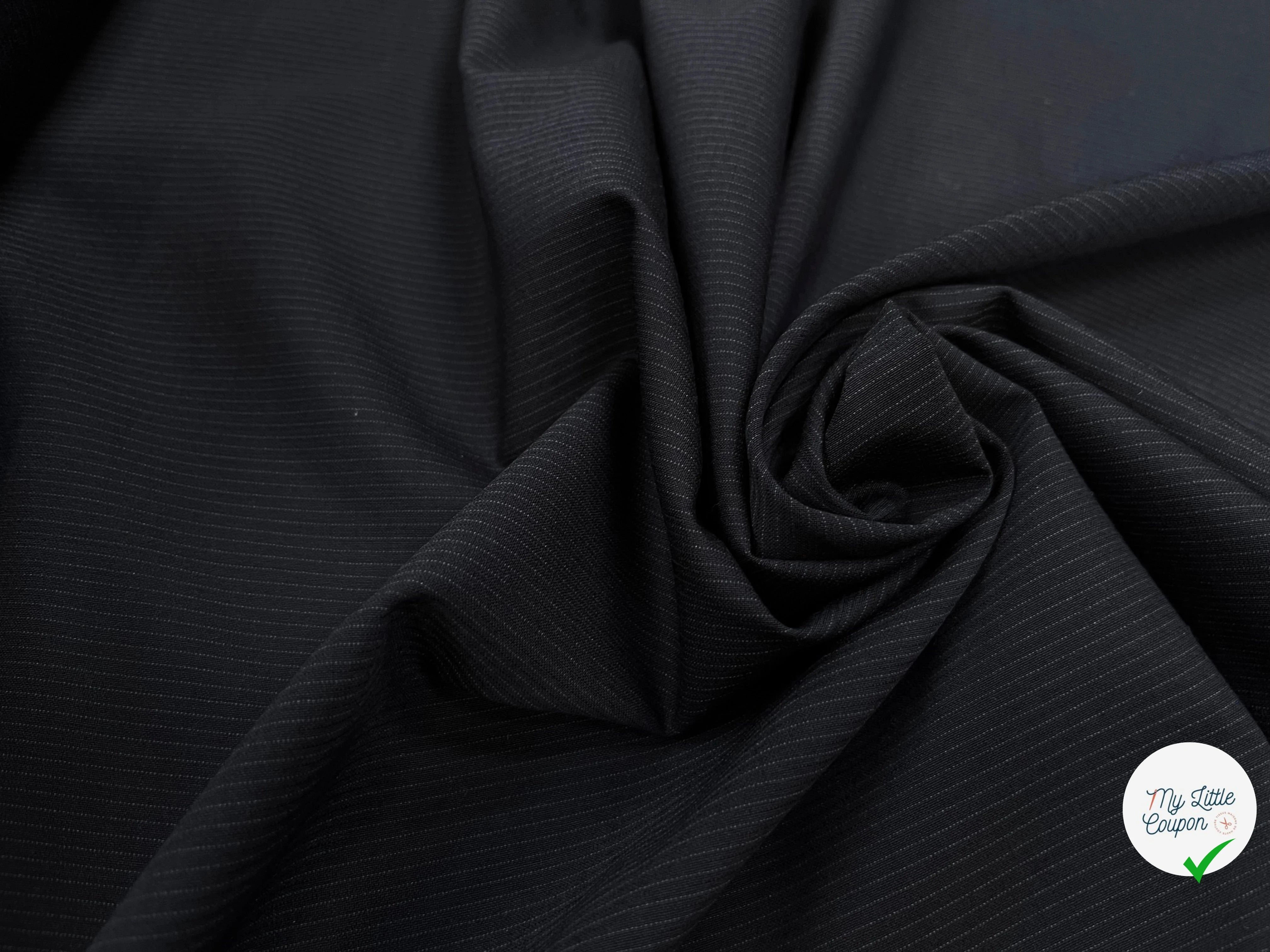 DRAPERIE DE LAINE BLEU NUIT FINES RAYURES - My Little Coupon