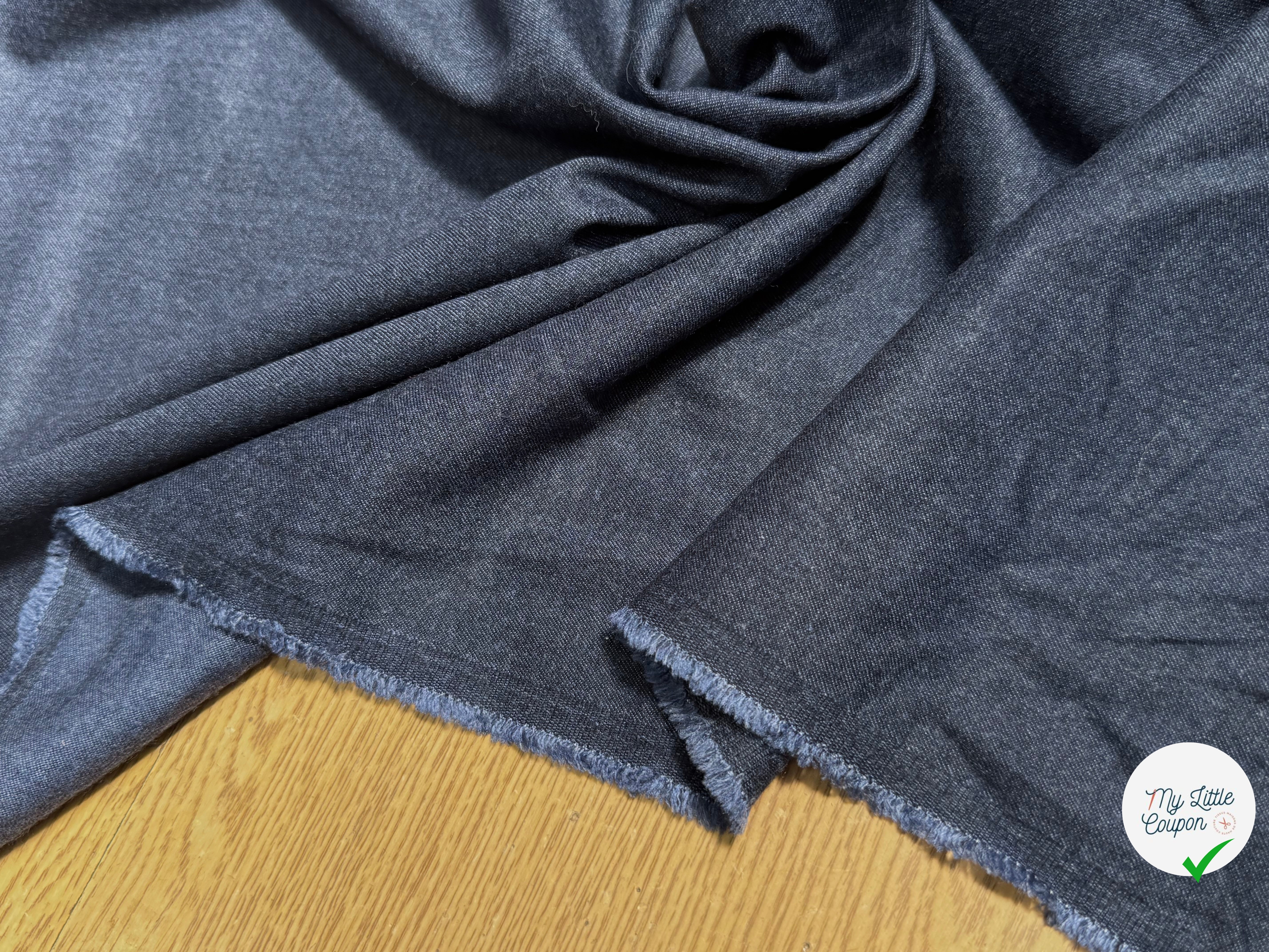 (Chute) DRAPERIE FLANELLE DE LAINE DOUCE BLEU DENIM - My Little Coupon