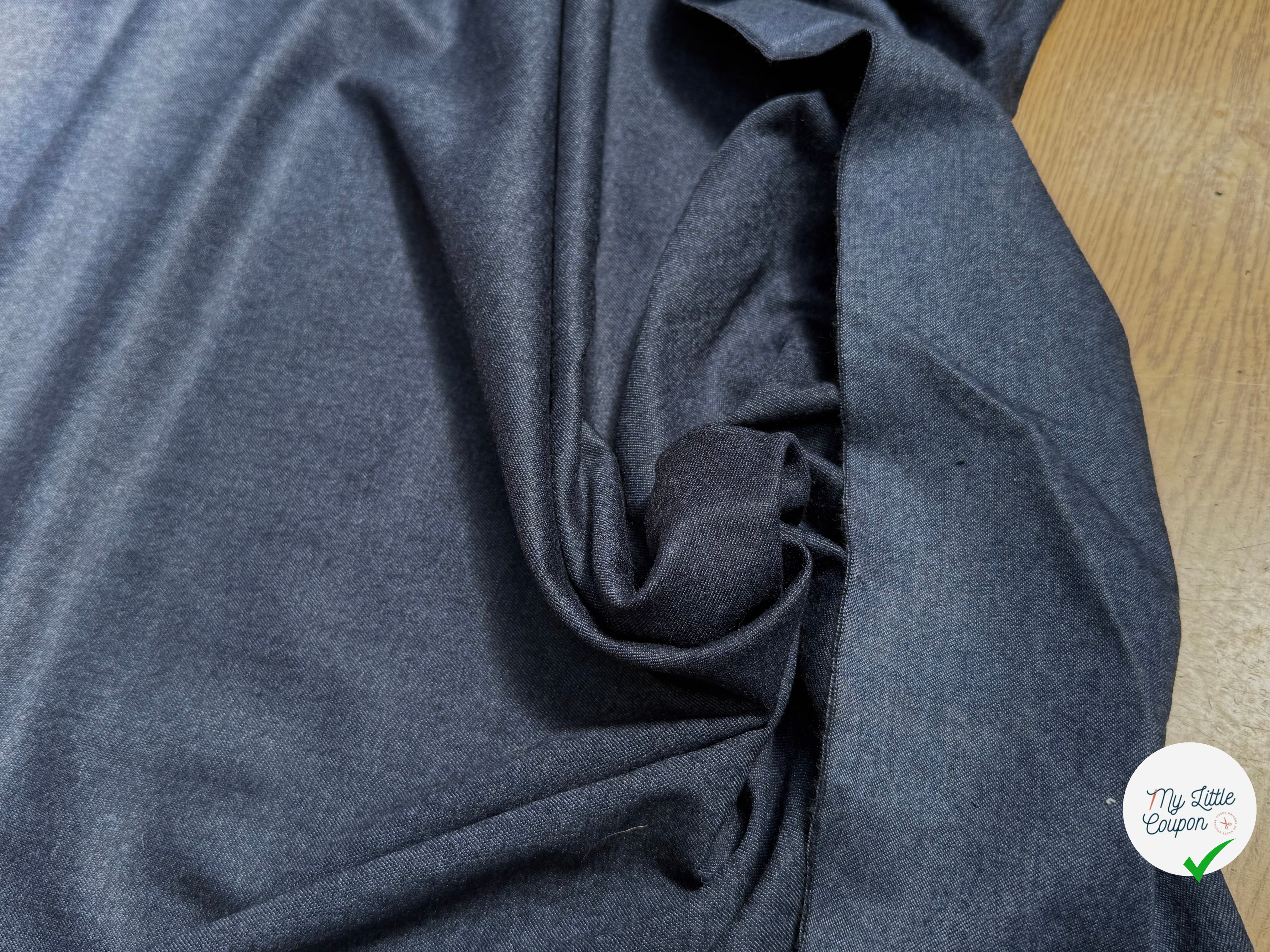 (Chute) DRAPERIE FLANELLE DE LAINE DOUCE BLEU DENIM - My Little Coupon