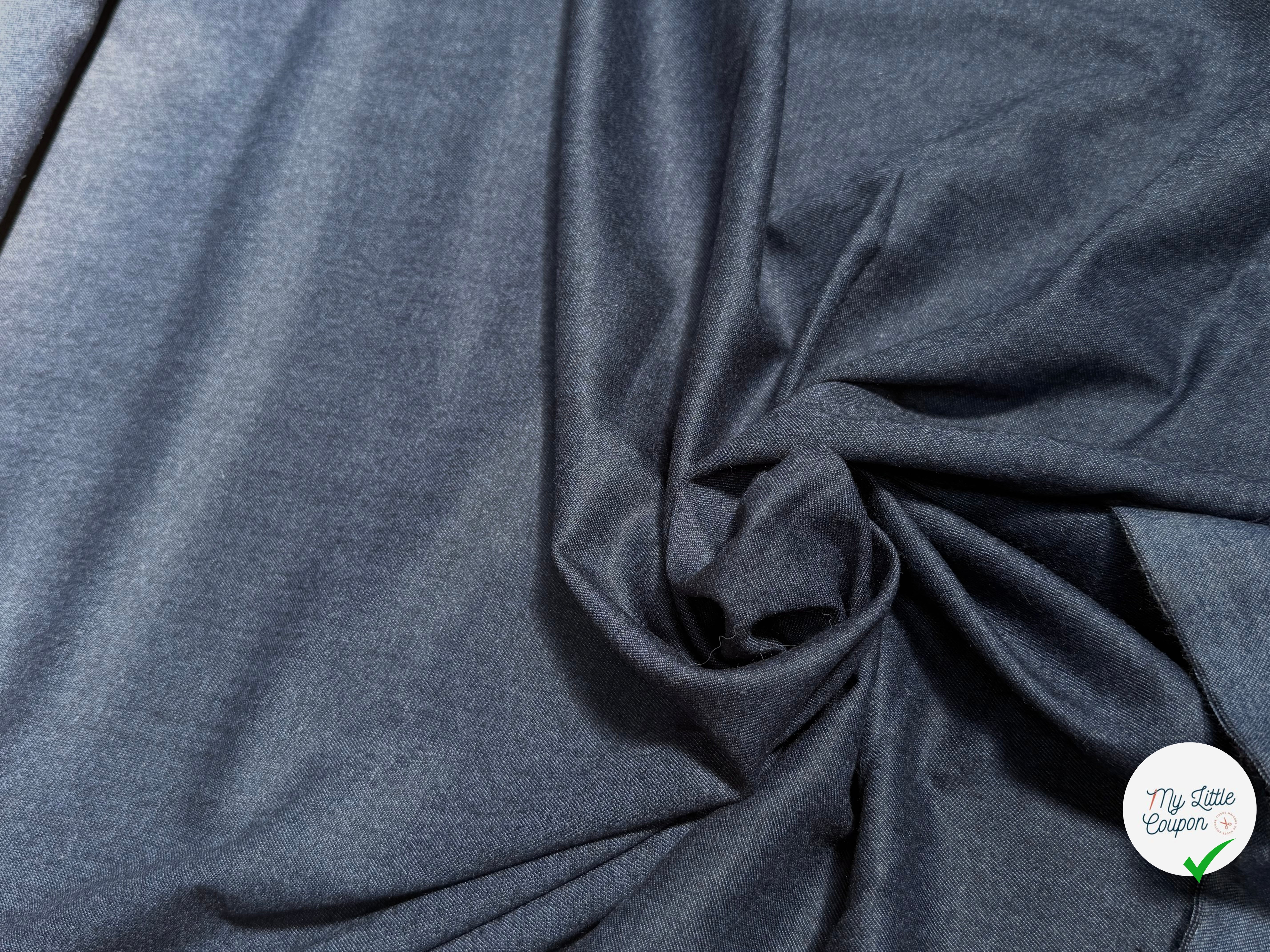 (Chute) DRAPERIE FLANELLE DE LAINE DOUCE BLEU DENIM - My Little Coupon
