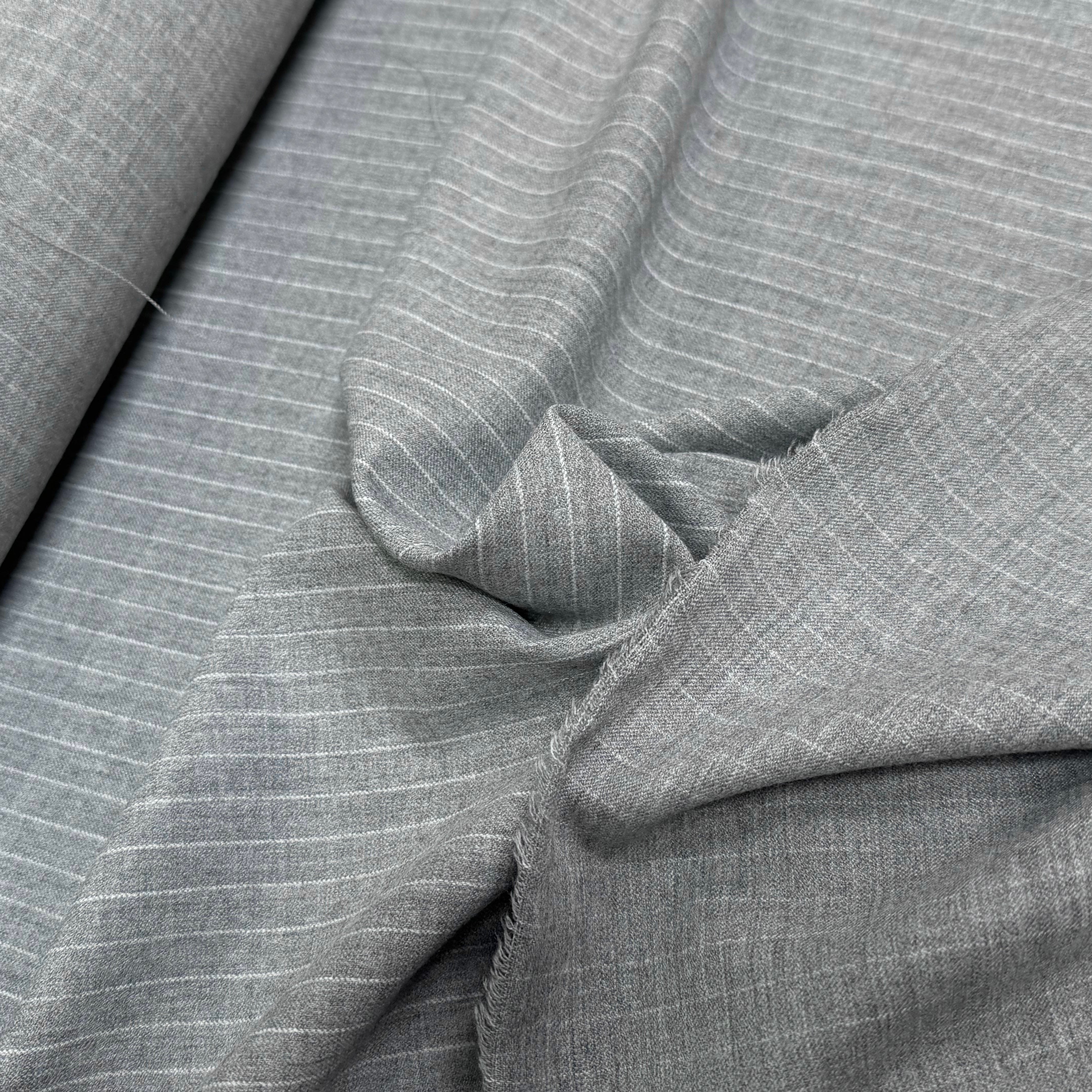 DRAPERIE POLYVISCOSE LAINE STRETCH GRIS RAYÉ - My Little Coupon