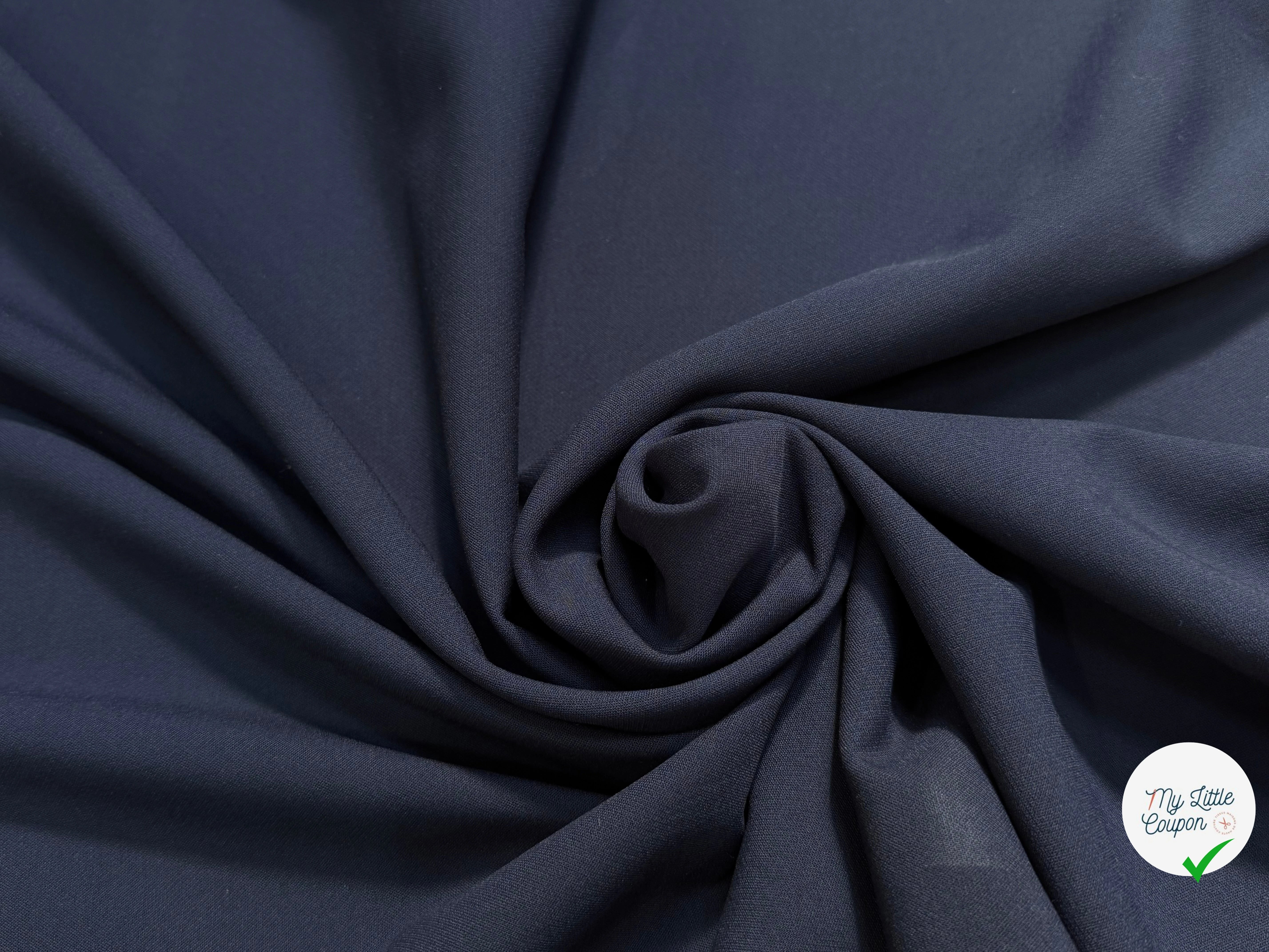 (Chute) DRAPERIE POLYVISCOSE LOURDE STRETCH BLEU MARINE CHIC TENUE - My Little Coupon