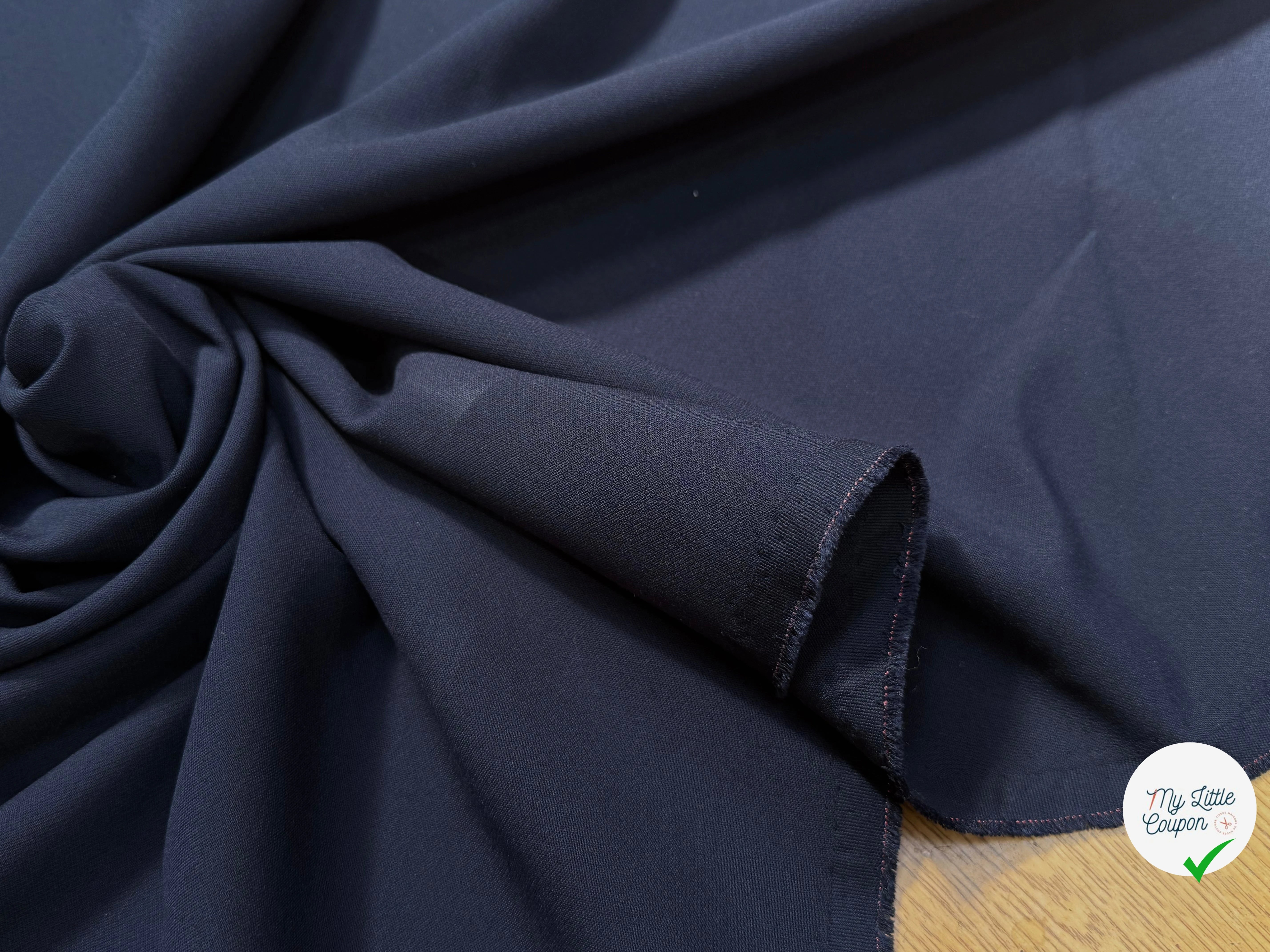 (Chute) DRAPERIE POLYVISCOSE LOURDE STRETCH BLEU MARINE CHIC TENUE - My Little Coupon