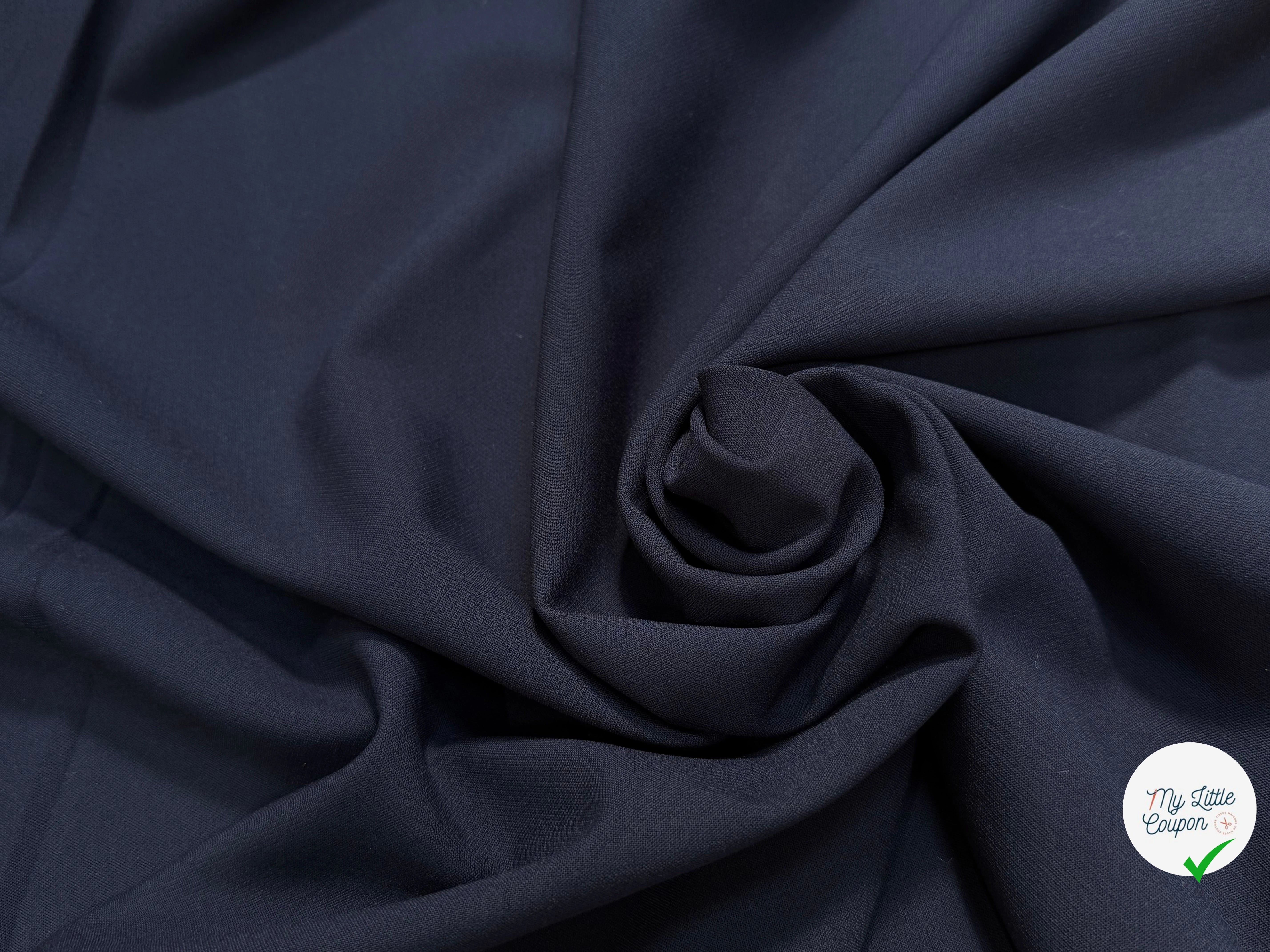 (Chute) DRAPERIE POLYVISCOSE LOURDE STRETCH BLEU MARINE CHIC TENUE - My Little Coupon