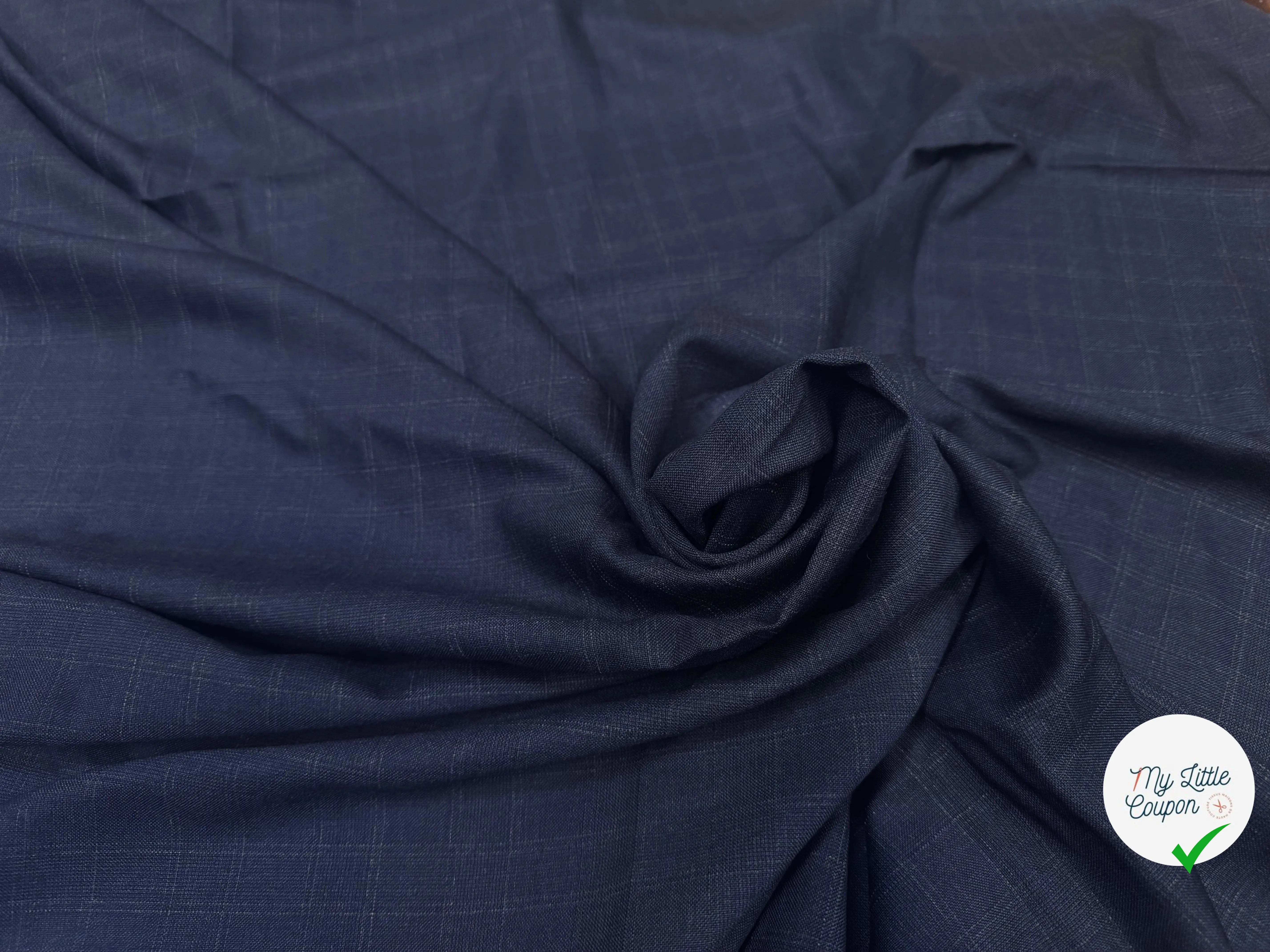 (Chute) DRAPERIE VITALE BARBERIS 100% LAINE CARREAUX CREAM FOND NAVY - My Little Coupon
