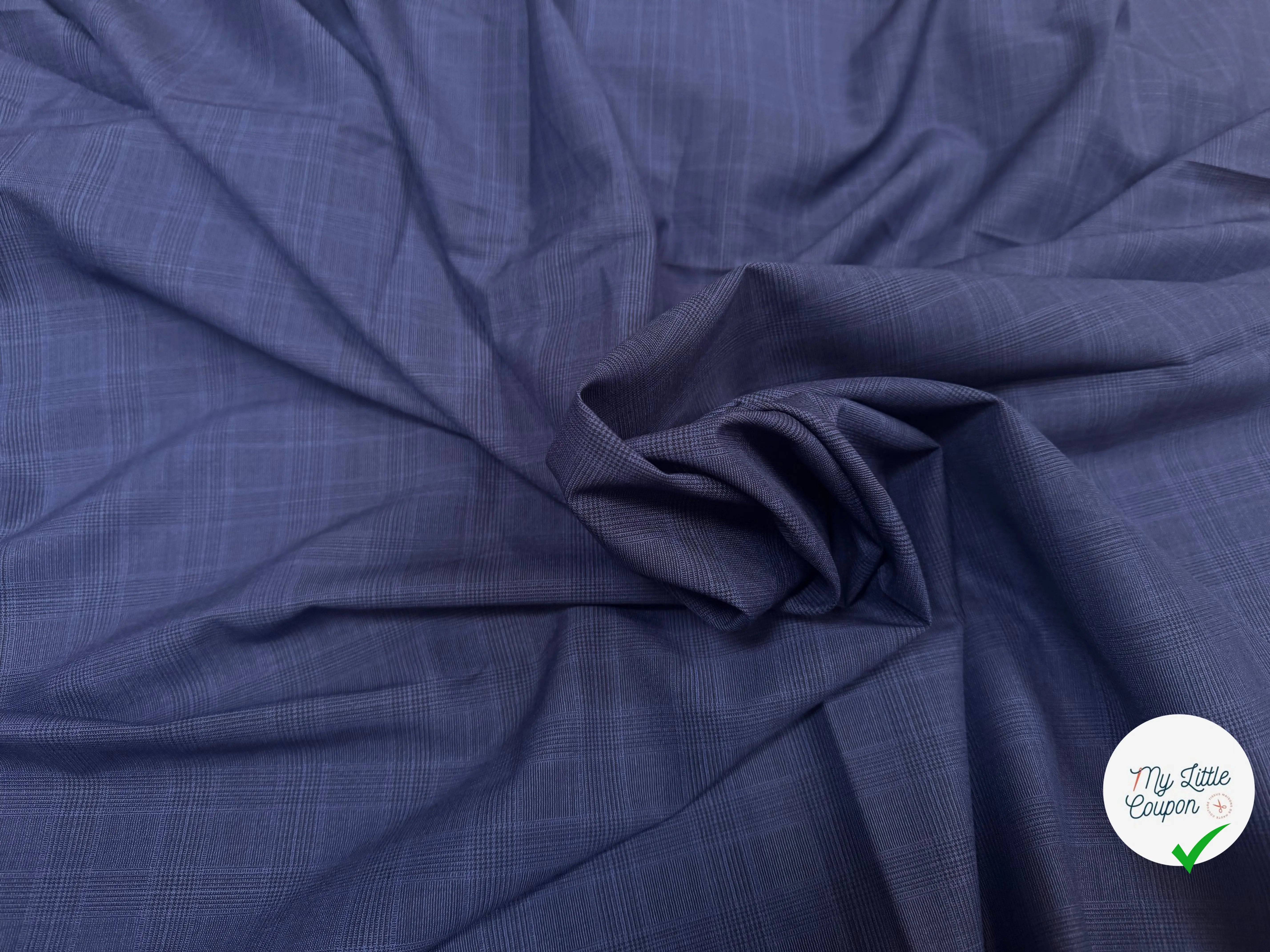 (Chute) DRAPERIE VITALE BARBERIS 100% LAINE PRINCE DE GALLES BLEU - My Little Coupon