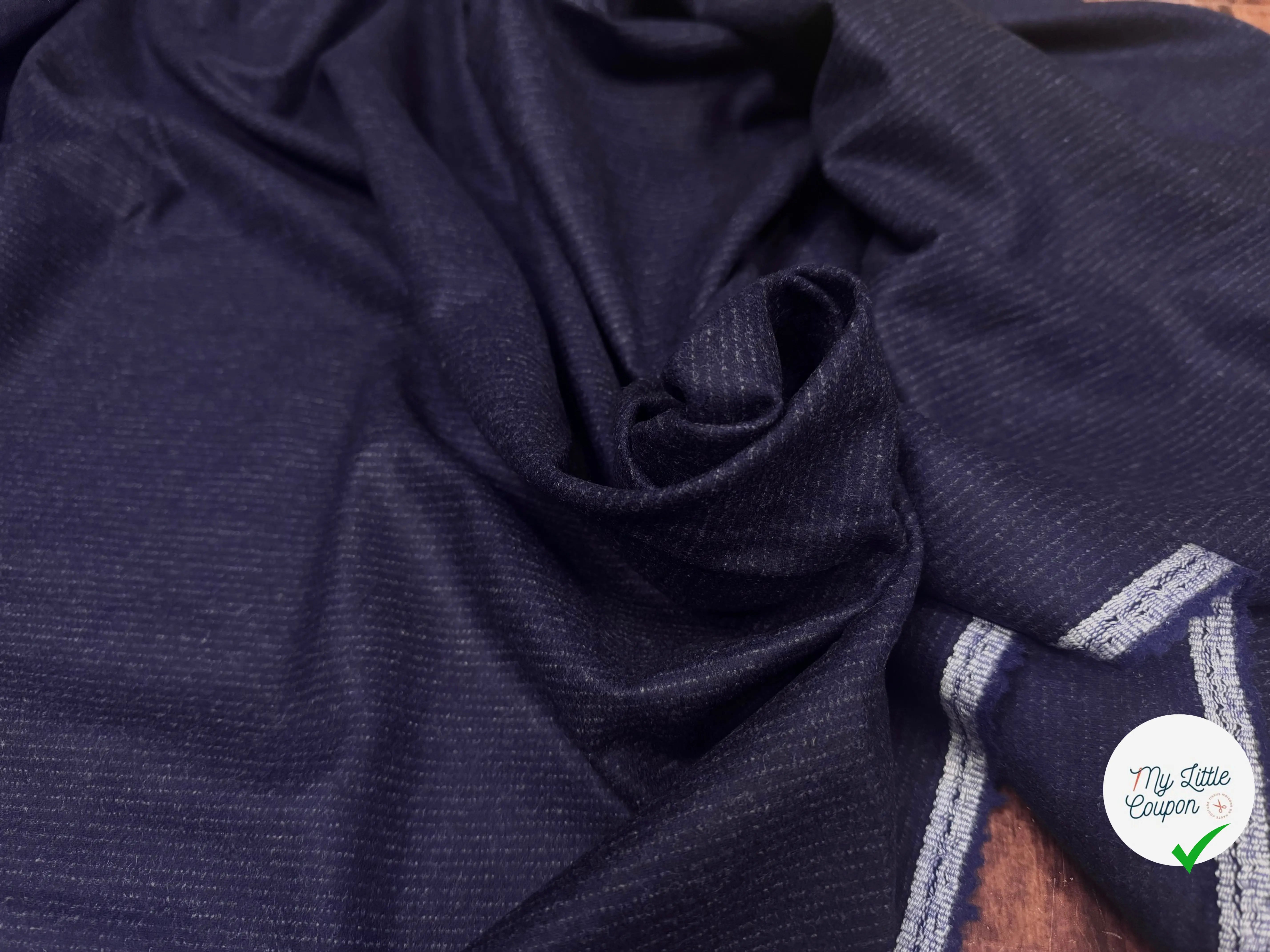 (Chute) FLANELLE 100% LOURDE BARBERIS 100% LAINE BLEU PROFOND - My Little Coupon