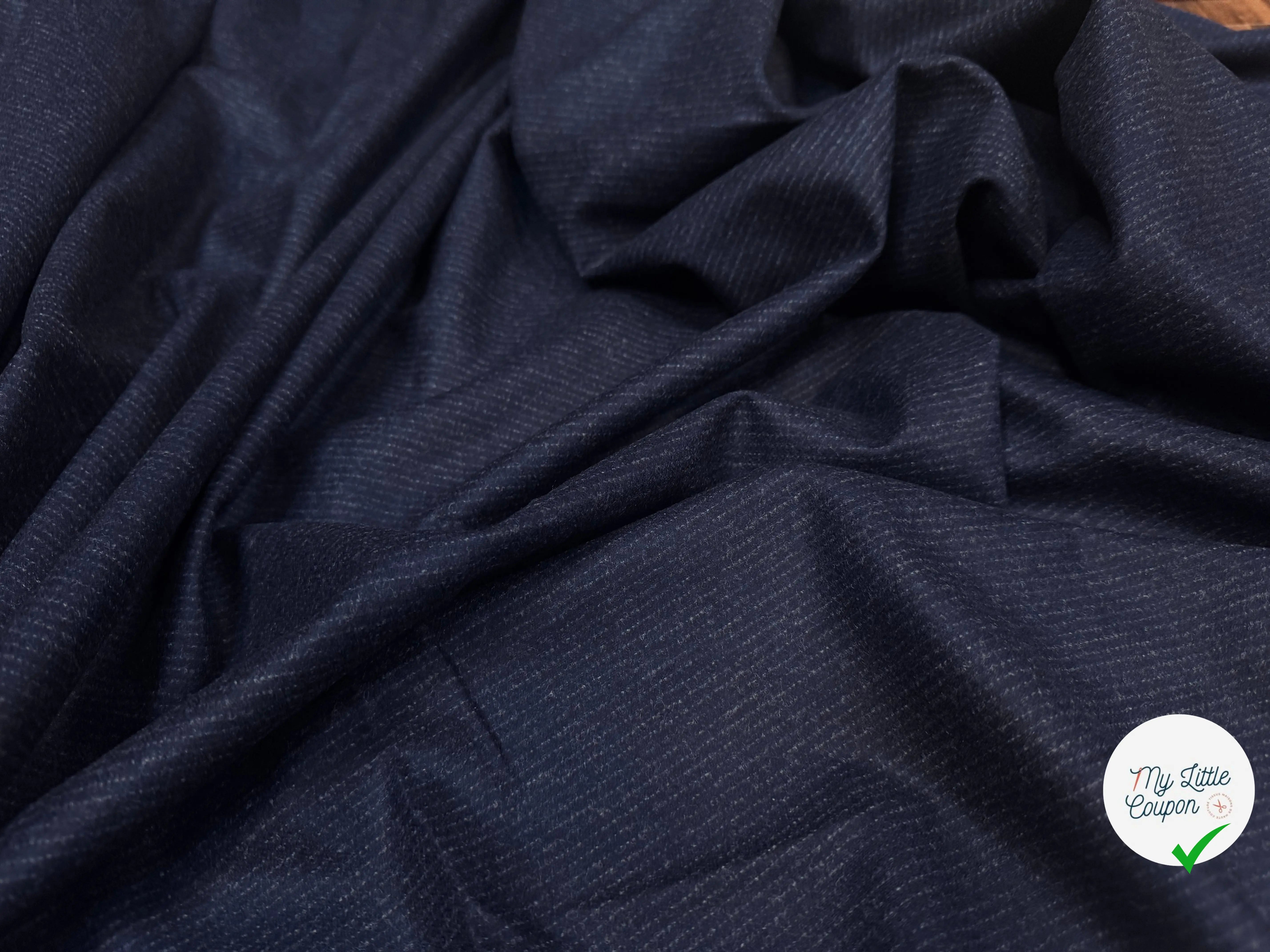 (Chute) FLANELLE 100% LOURDE BARBERIS 100% LAINE BLEU PROFOND - My Little Coupon