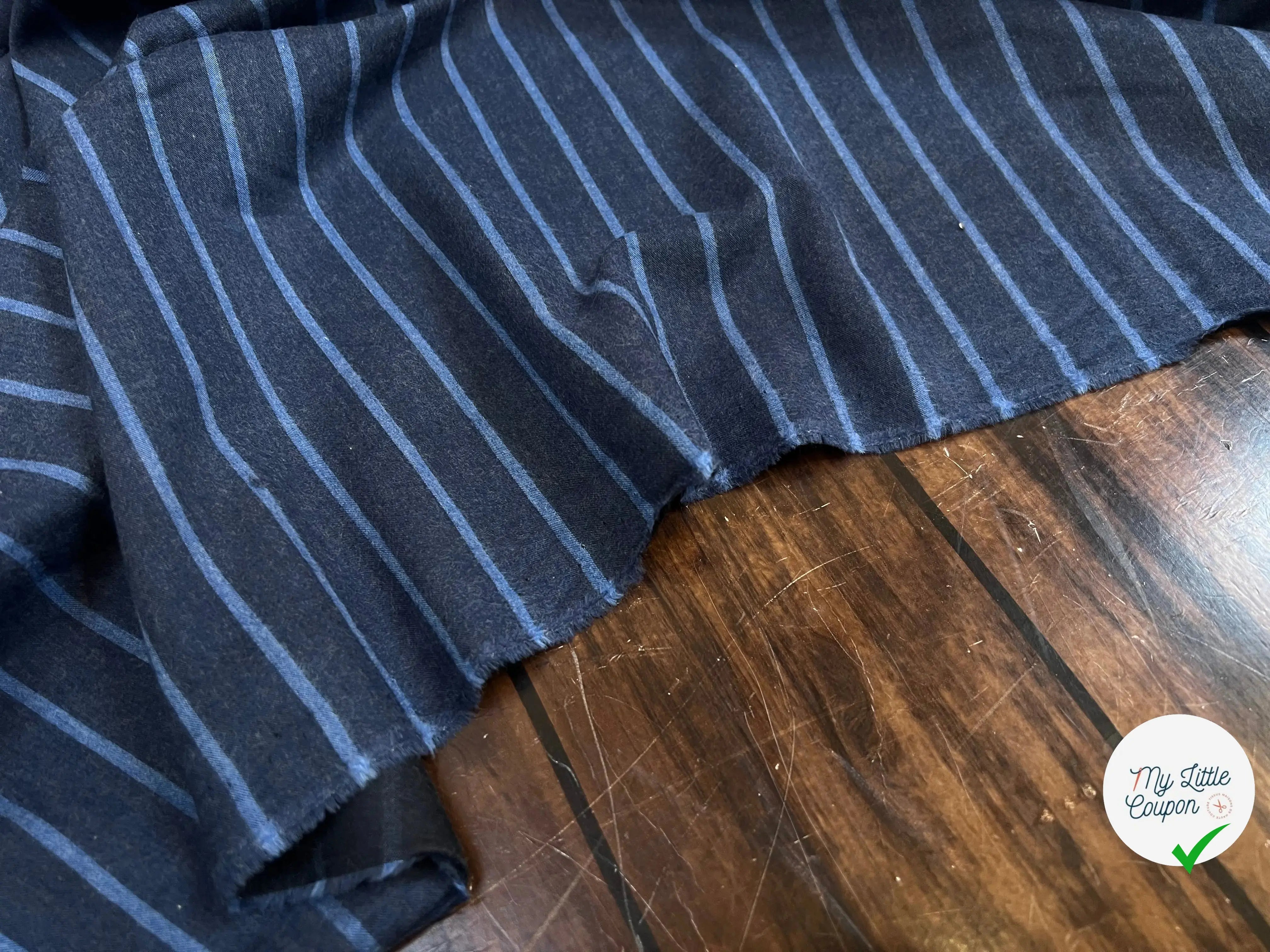 FLANELLE DE COTON À RAYURES BLEU - My Little Coupon