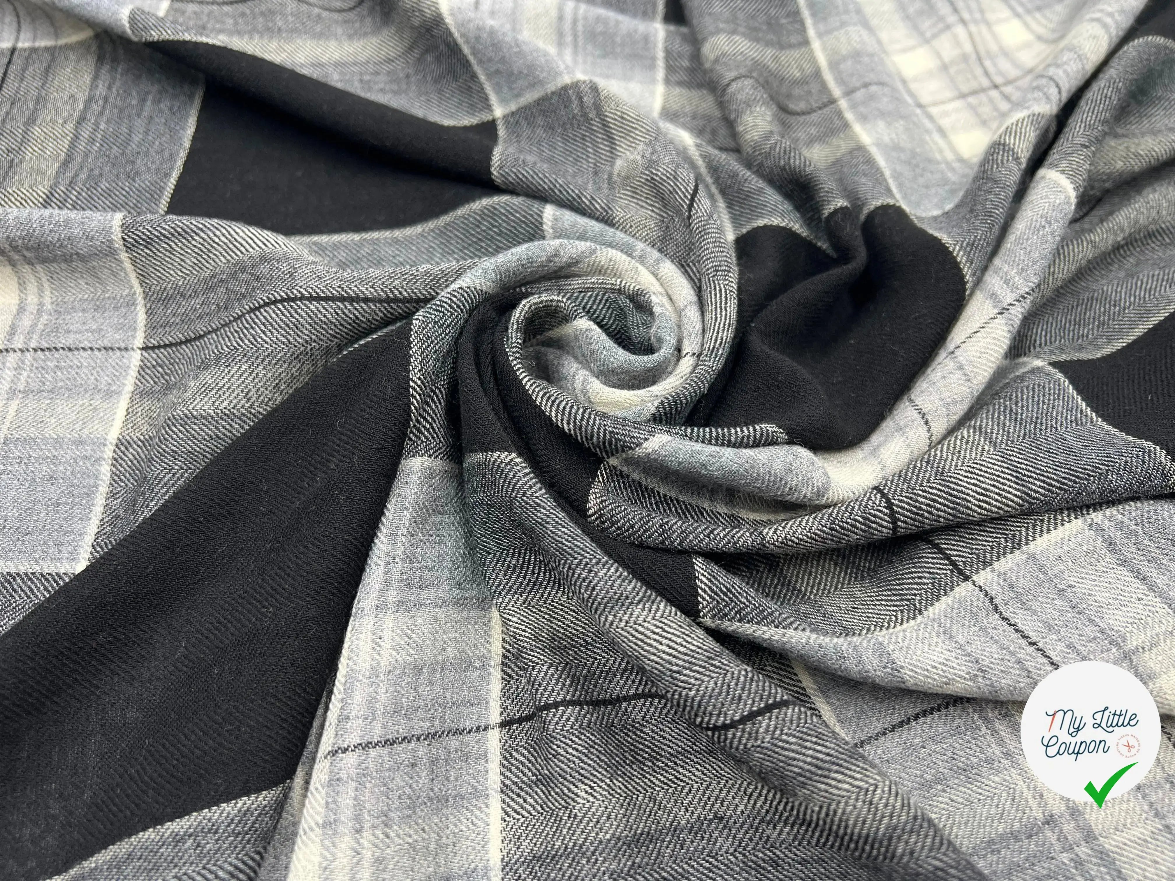 FLANELLETTE LAINEUSE CARREAUX GRIS SOURIS - My Little Coupon - tissu - coudre