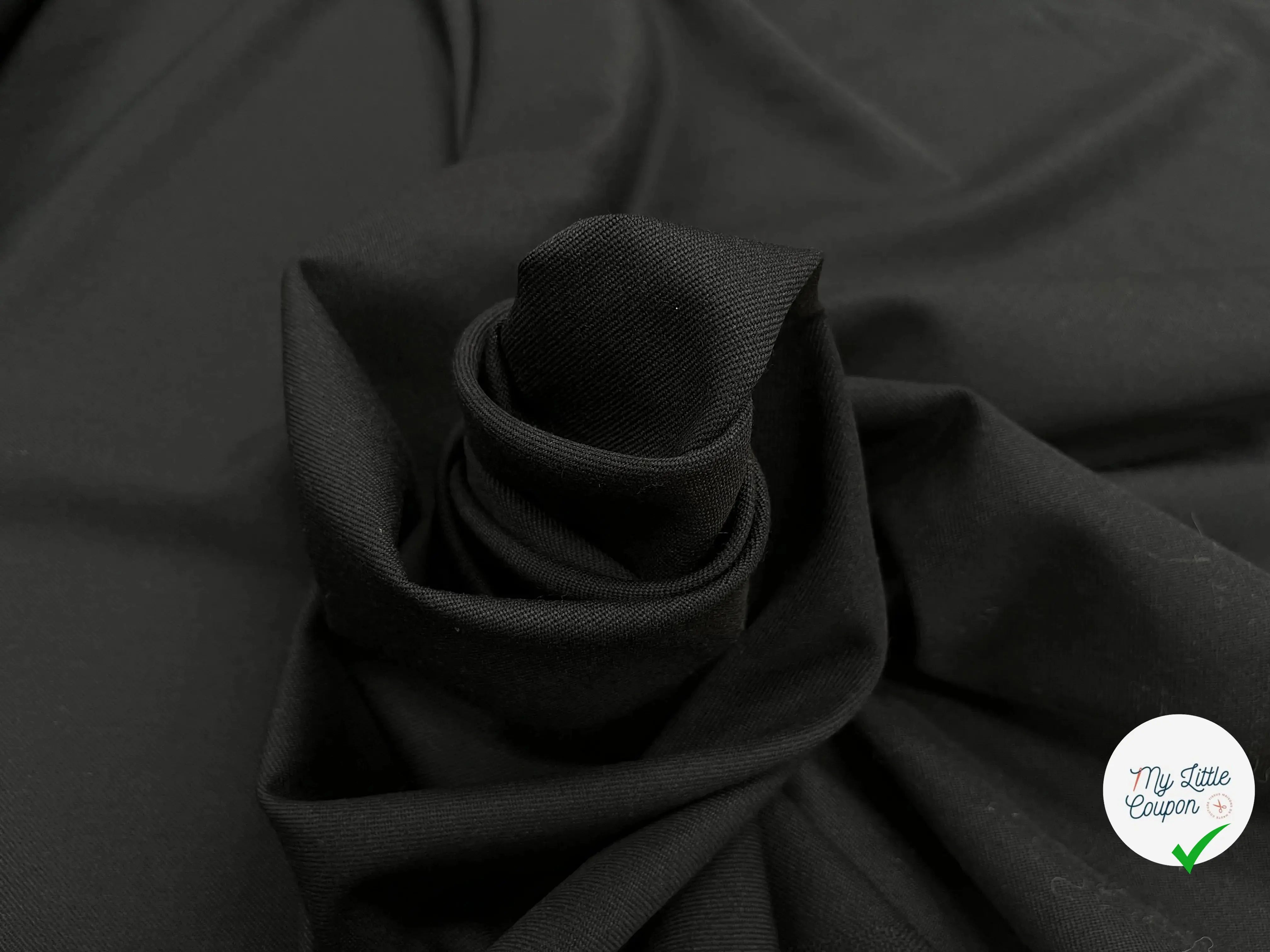 GABARDINE DE LAINE NOIR SERGEE - My Little Coupon