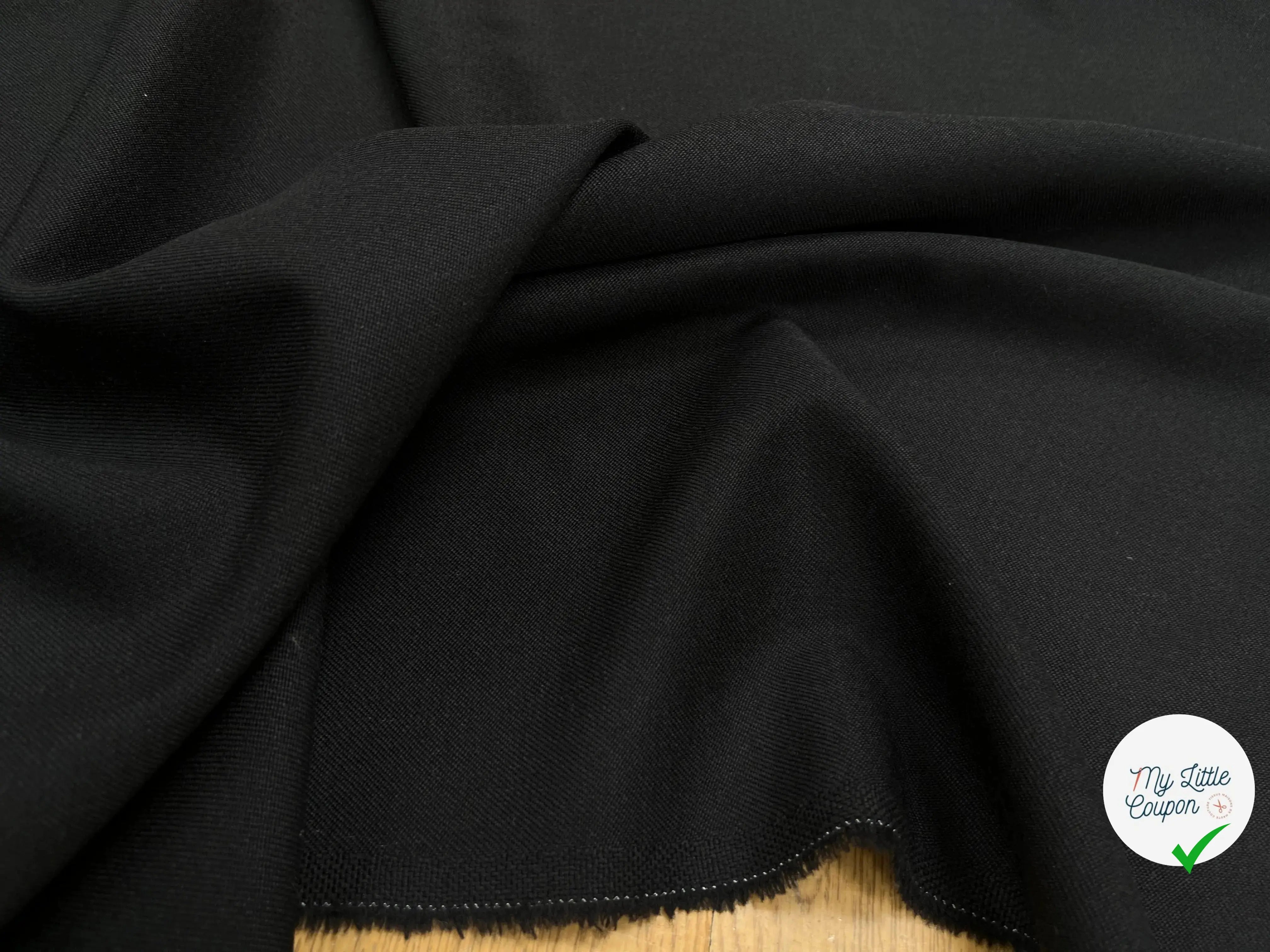 GABARDINE DE LAINE NOIR SERGEE - My Little Coupon