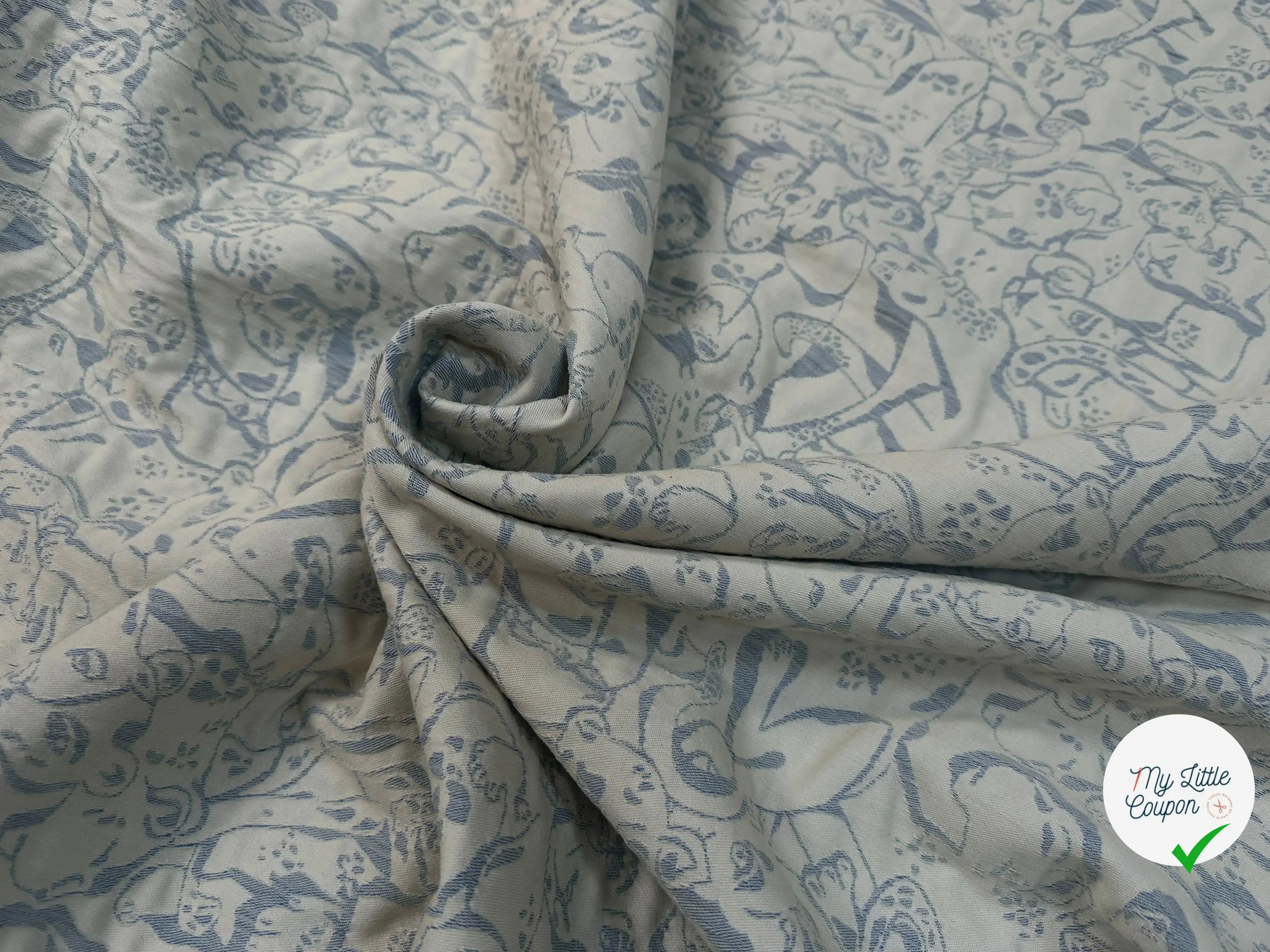 JACQUARD REVERSIBLE FACE BLEU FACE CREME FELIN - My Little Coupon