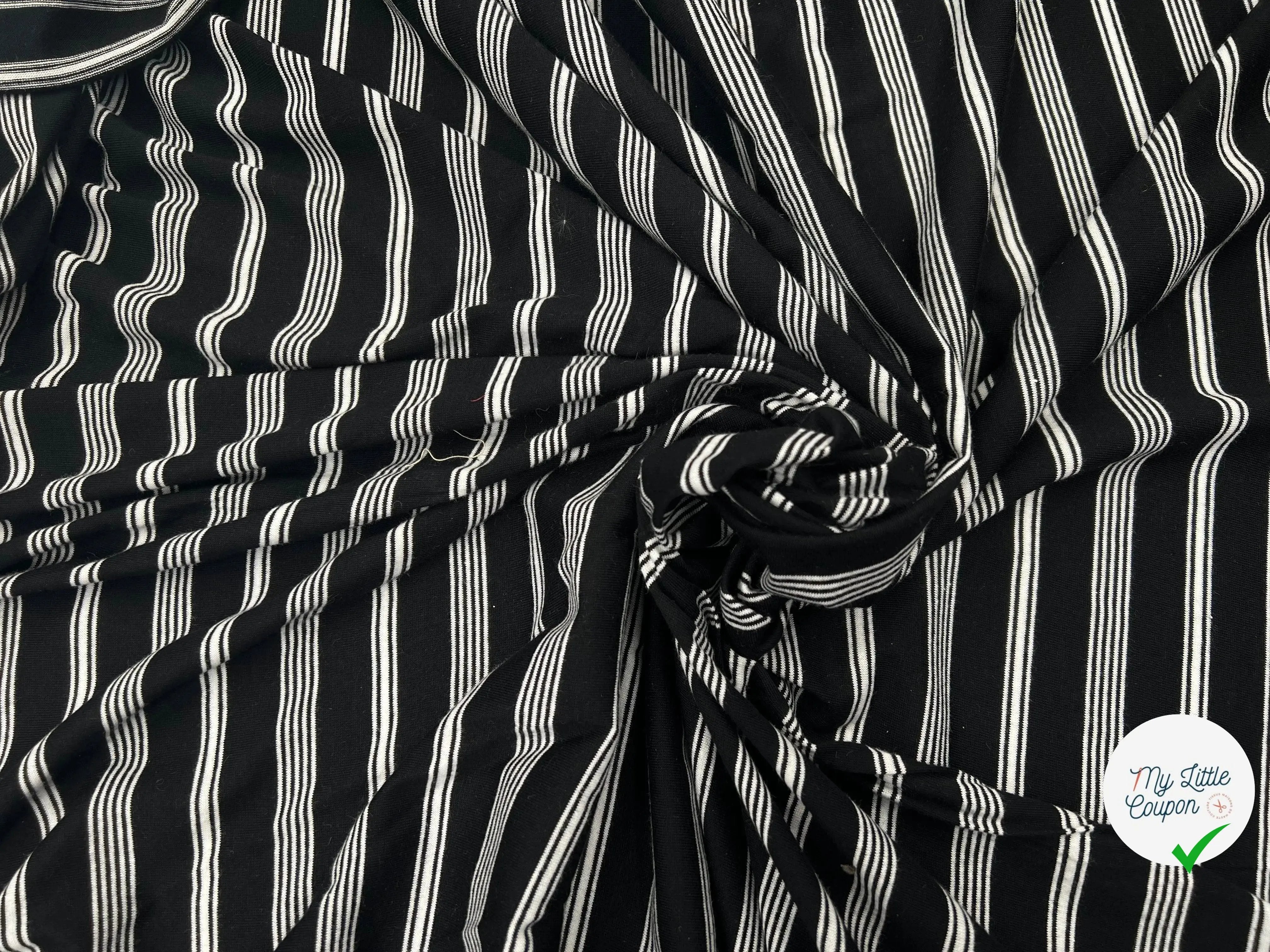 JERSEY BICOLORE TRIBANDES NOIR ET BLANC - My Little Coupon - tissu - coudre
