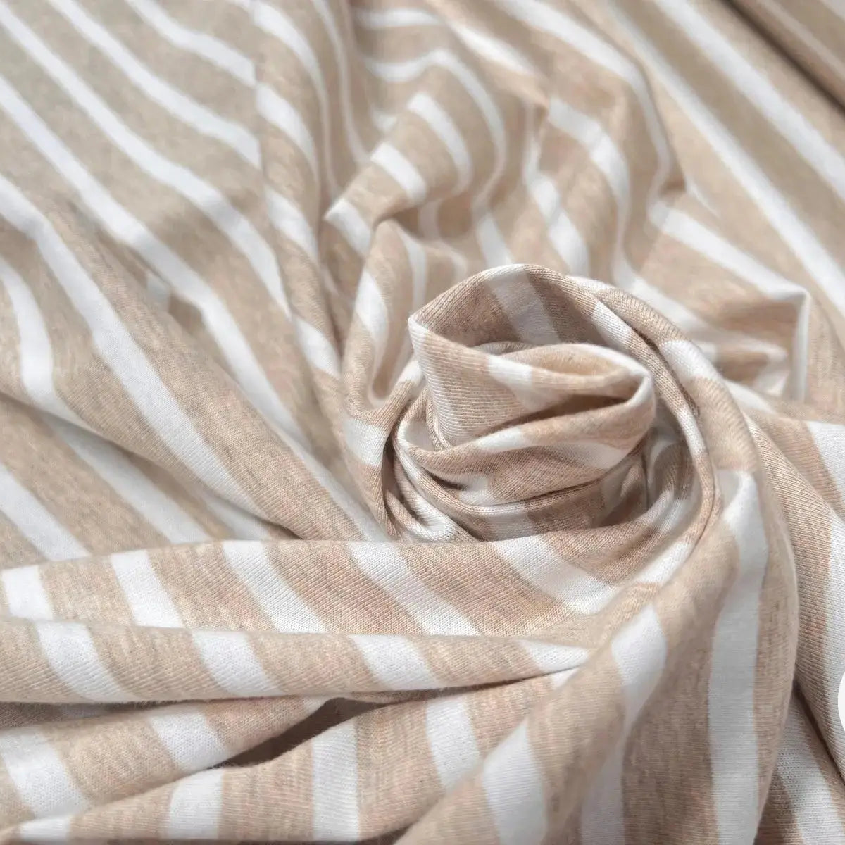 JERSEY DE COTON RAYURES BEIGE FONDU ET BLANCHES - My Little Coupon - tissu - coudre