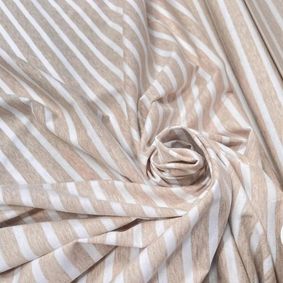 JERSEY DE COTON RAYURES BEIGE FONDU ET BLANCHES - My Little Coupon - tissu - coudre