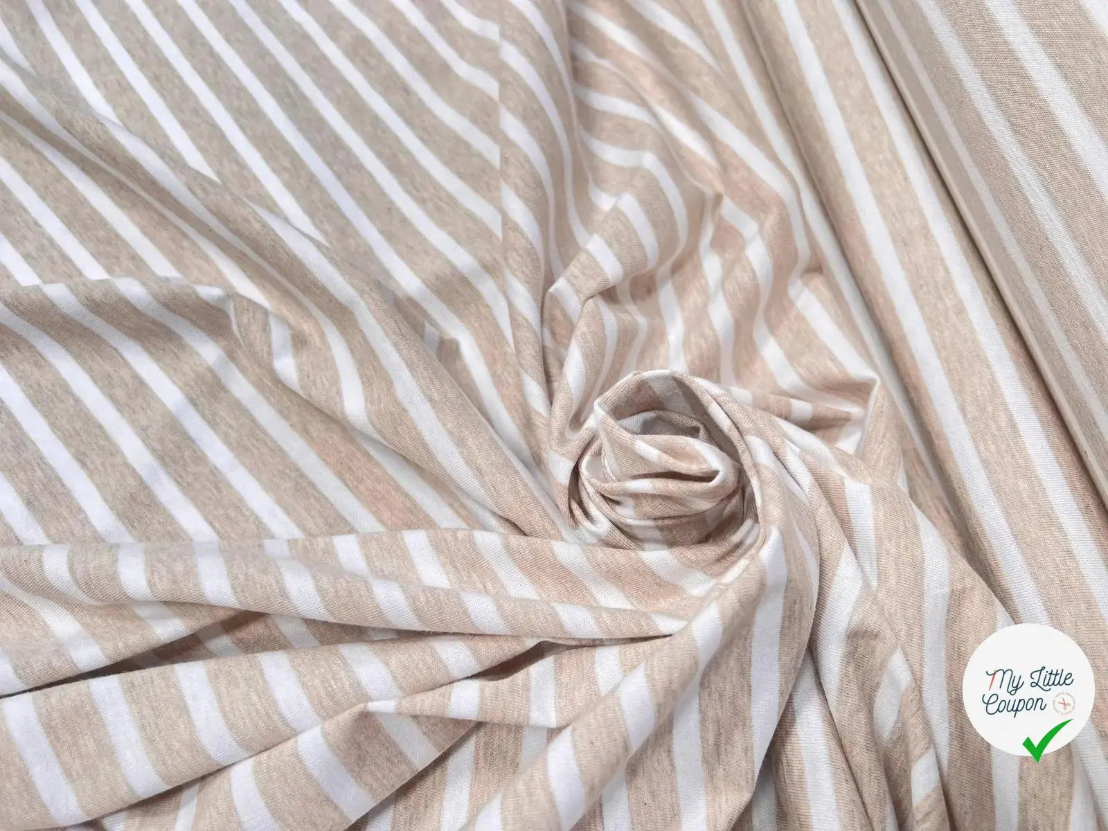 JERSEY DE COTON RAYURES BEIGE FONDU ET BLANCHES - My Little Coupon - tissu - coudre