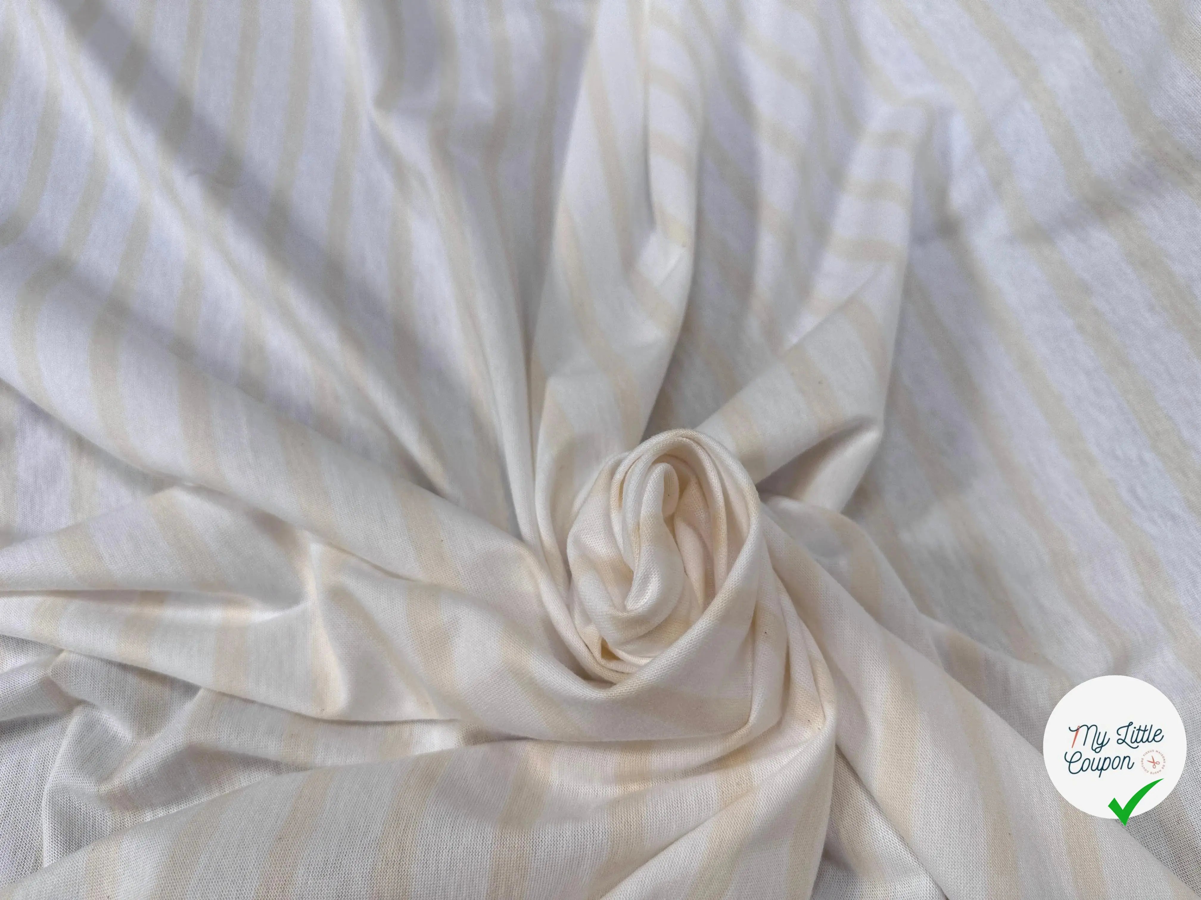 JERSEY DE COTON RAYURES CREME - My Little Coupon